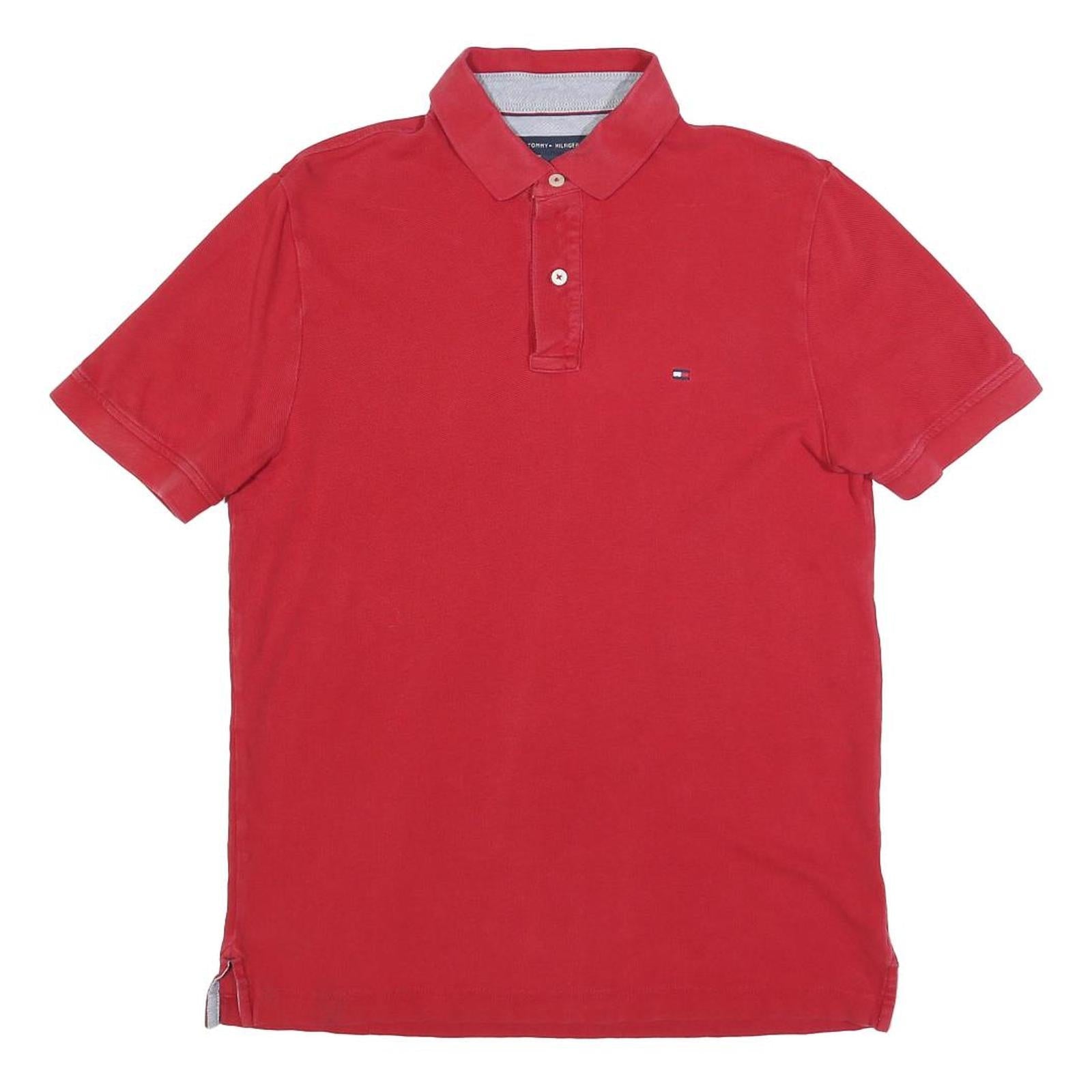 TOMMY HILFIGER Mens Red Polo Shirt M Cotton Short Sleeve Classic Fit Refurbished - N/A refurbished available on Cerqular