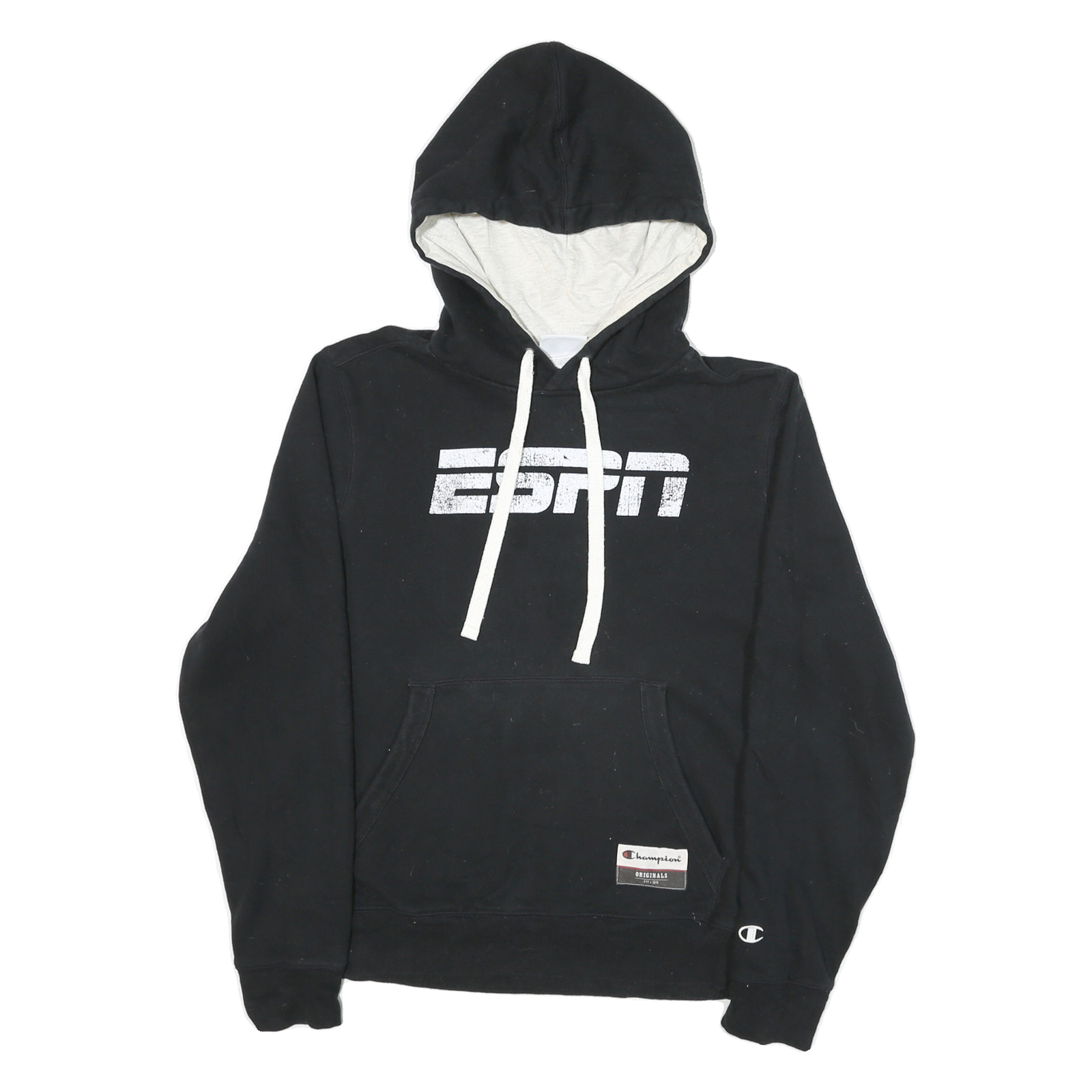 CHAMPION Mens Black Hoodie S Esprit Logo Cotton Blend Pullover Hoodie Refurbished - N/A refurbished available on Cerqular