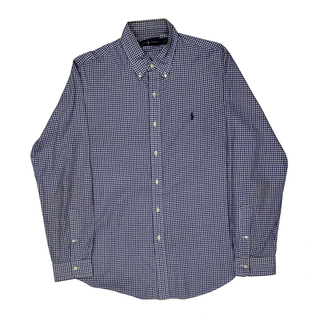 Ralph Lauren Checked Shirt - Large Blue Cotton Refurbished - Thrifted (note: this is a term often used to describe second- refurbished available on Cerqular
