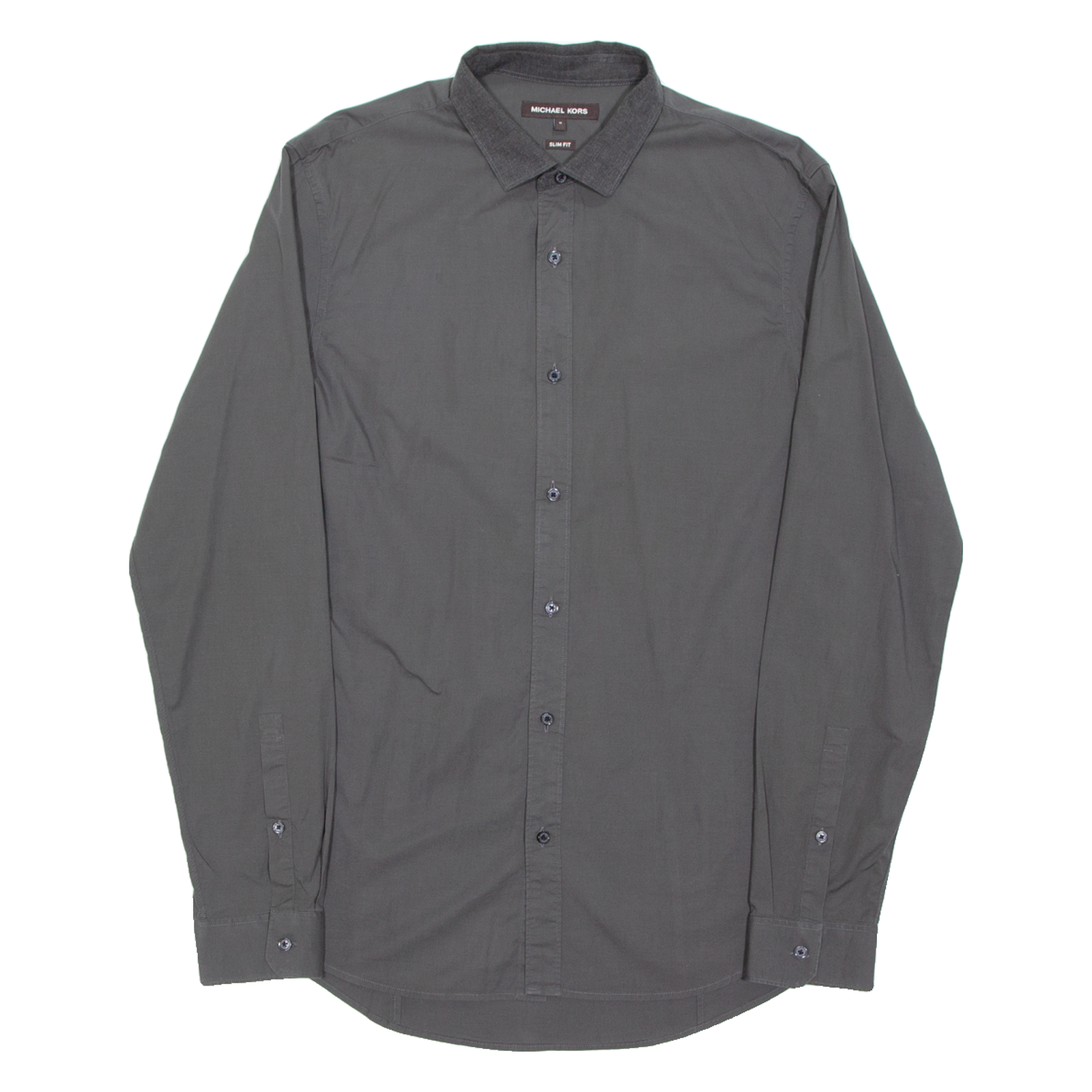 MICHAEL KORS Slim Fit Mens Plain Shirt Grey Long Sleeve M Refurbished - N/A refurbished available on Cerqular
