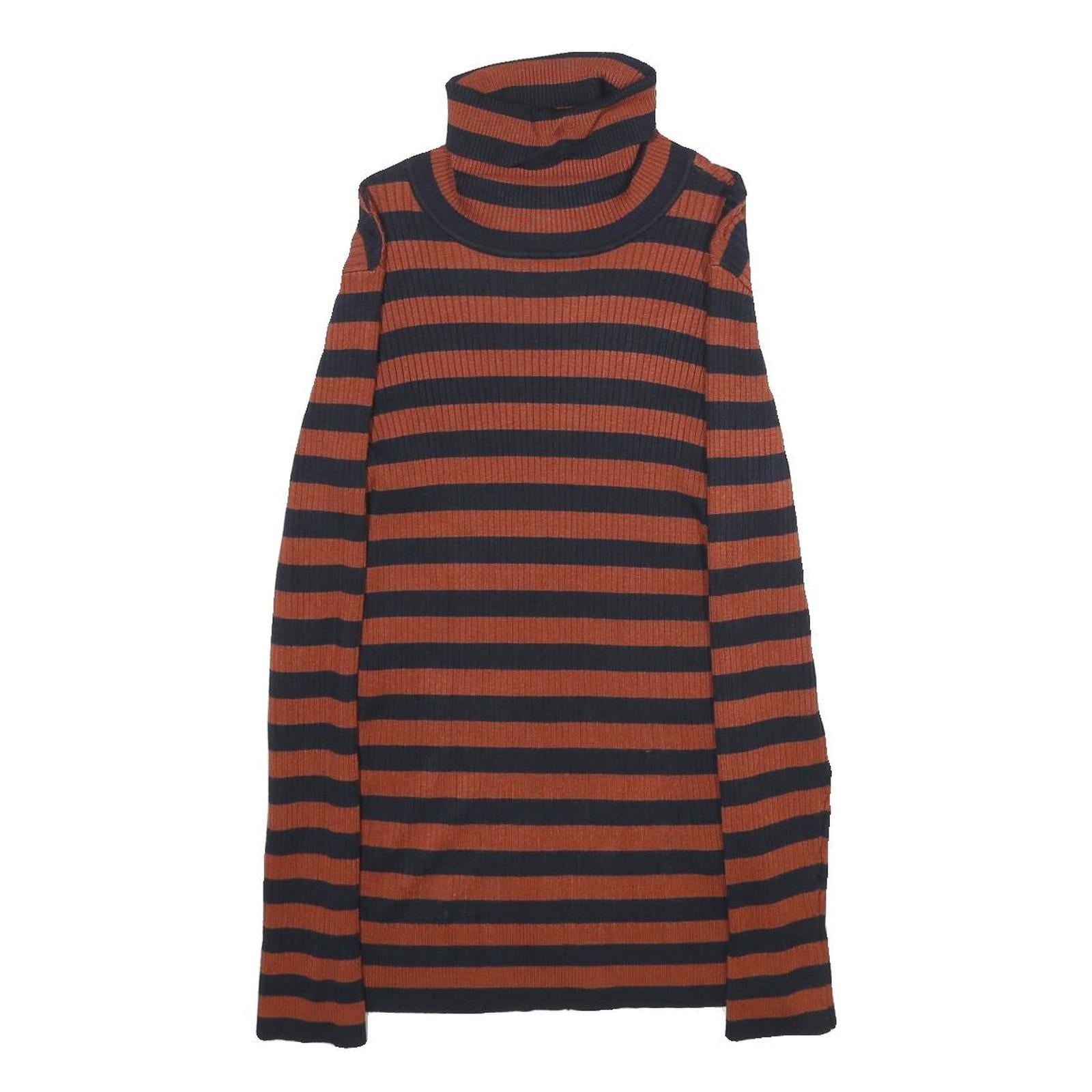 DKNY Womens Rust & Black Patterned Jumper Roll Neck Rib Knit Size S Striped Refurbished - N/A refurbished available on Cerqular
