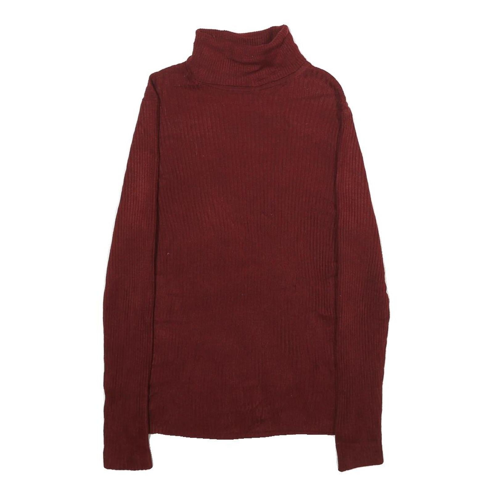 UNIQLO Womens Maroon Wool Blend Plain Roll Neck Basic Knit Jumper Size S Refurbished - N/A refurbished available on Cerqular