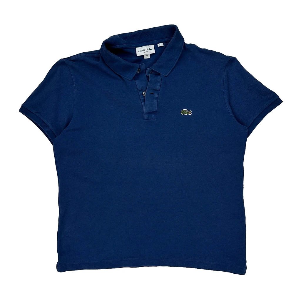 Lacoste Slim Fit Polo Shirt - Large Blue Cotton Refurbished - Thrifted (note: this is a term often used to describe second- refurbished available on Cerqular