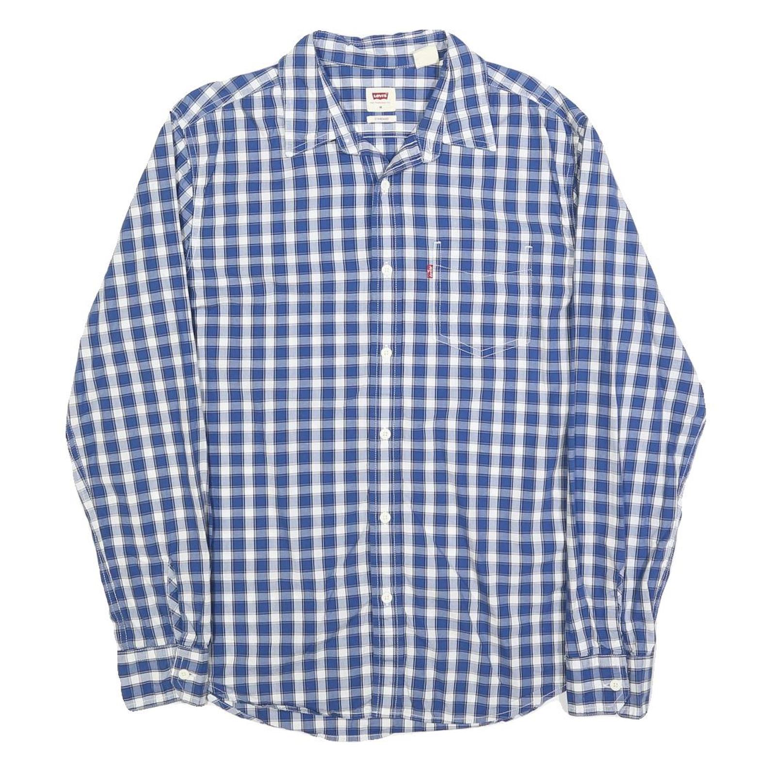 Buy LEVI'S Mens Blue & White Checked Shirt M Cotton Blend Casual Long Sleeve Button Refurbished - $35.09 LEVI'S Mens Blue & White Checked Shirt M Cotton Blend Casual Long Sleeve Button Refurbished - N/A refurbished available on Cerqular