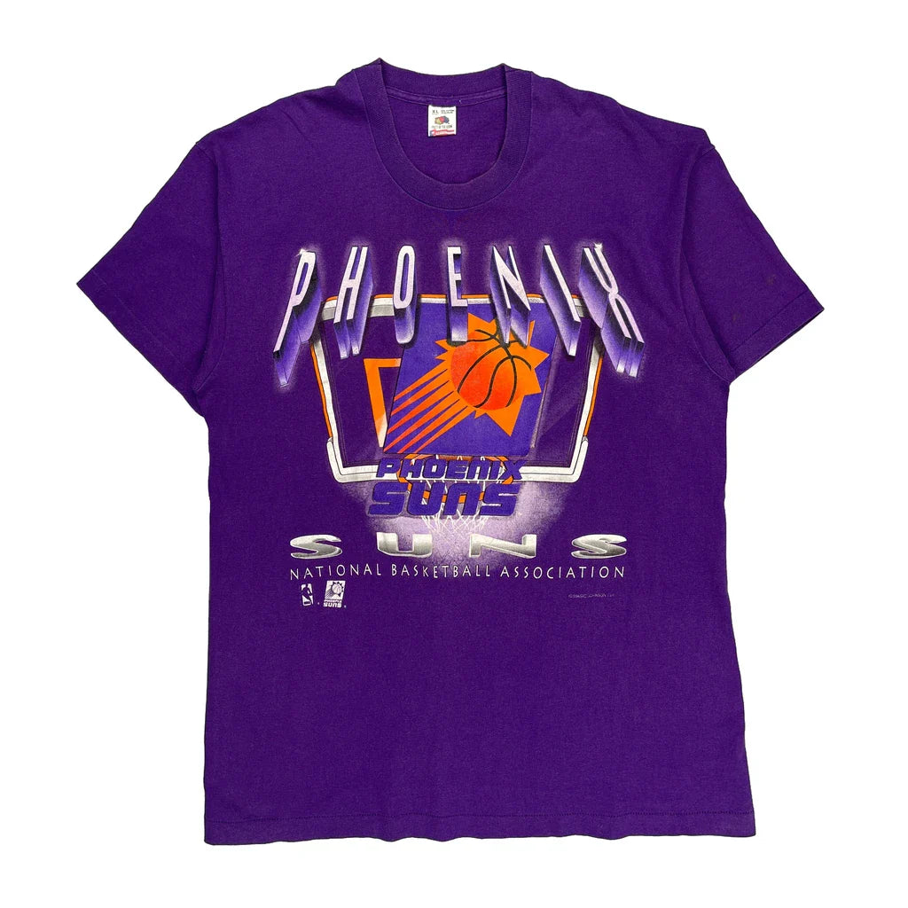 Phoenix Suns Fruit Of The Loom Single Stitch T-Shirt - XL Purple Cotton Refurbished - Thrifted (note: this is a term often used to describe second- refurbished available on Cerqular