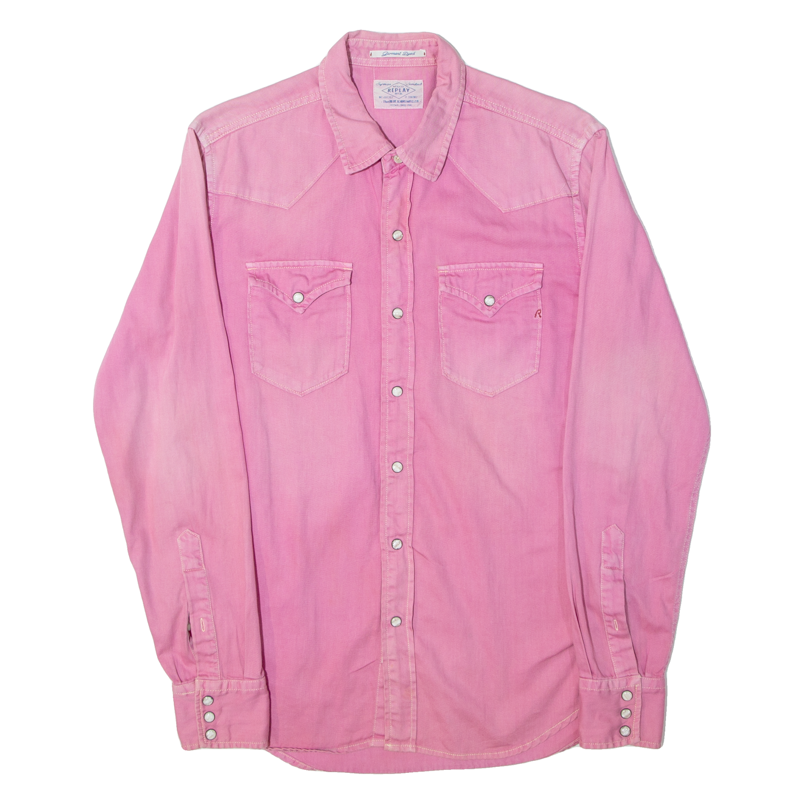 REPLAY Womens Plain Shirt Pink Long Sleeve S Refurbished - N/A refurbished available on Cerqular