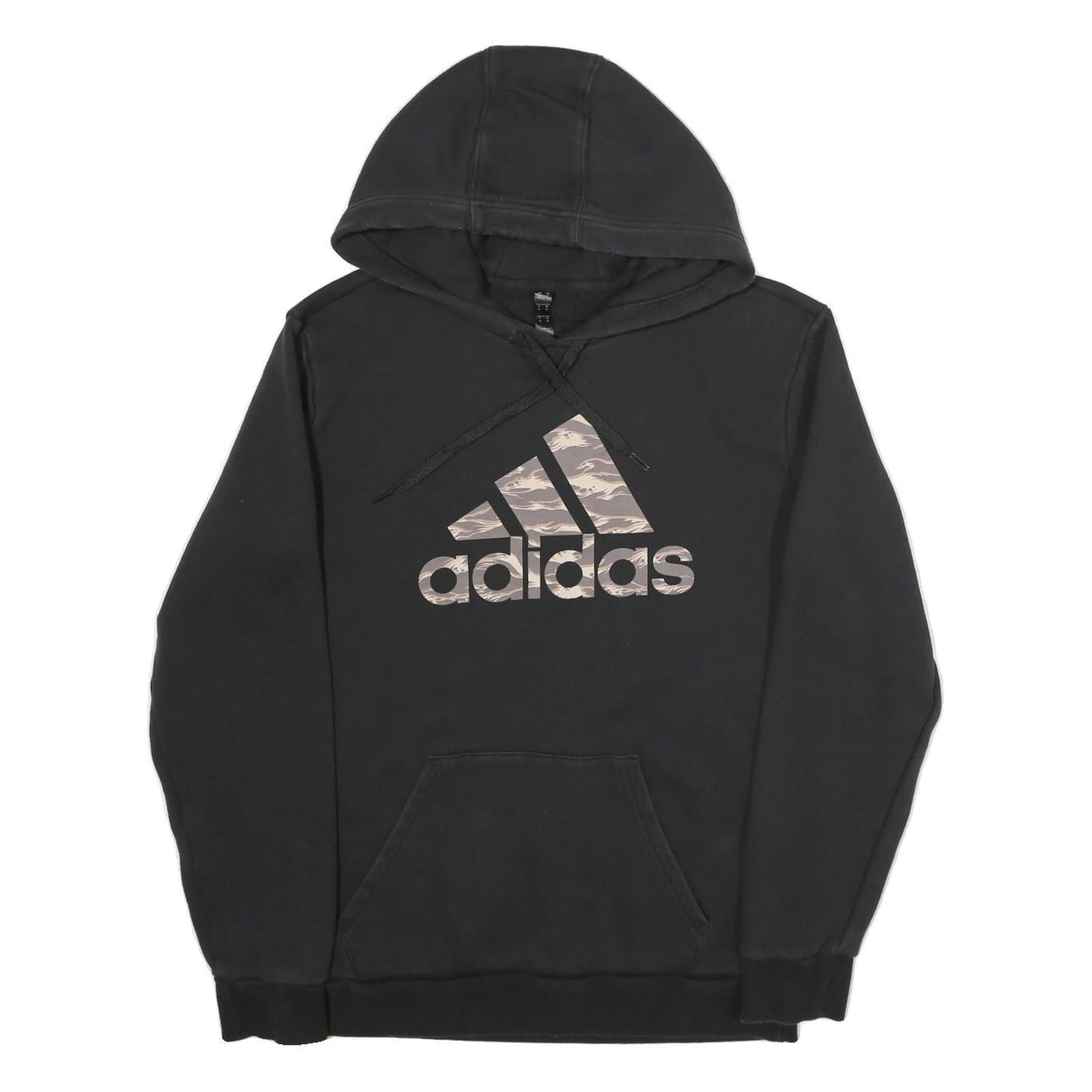 ADIDAS Mens Black Hoodie M Cotton Pullover Logo Print Sports Casual Refurbished - N/A refurbished available on Cerqular