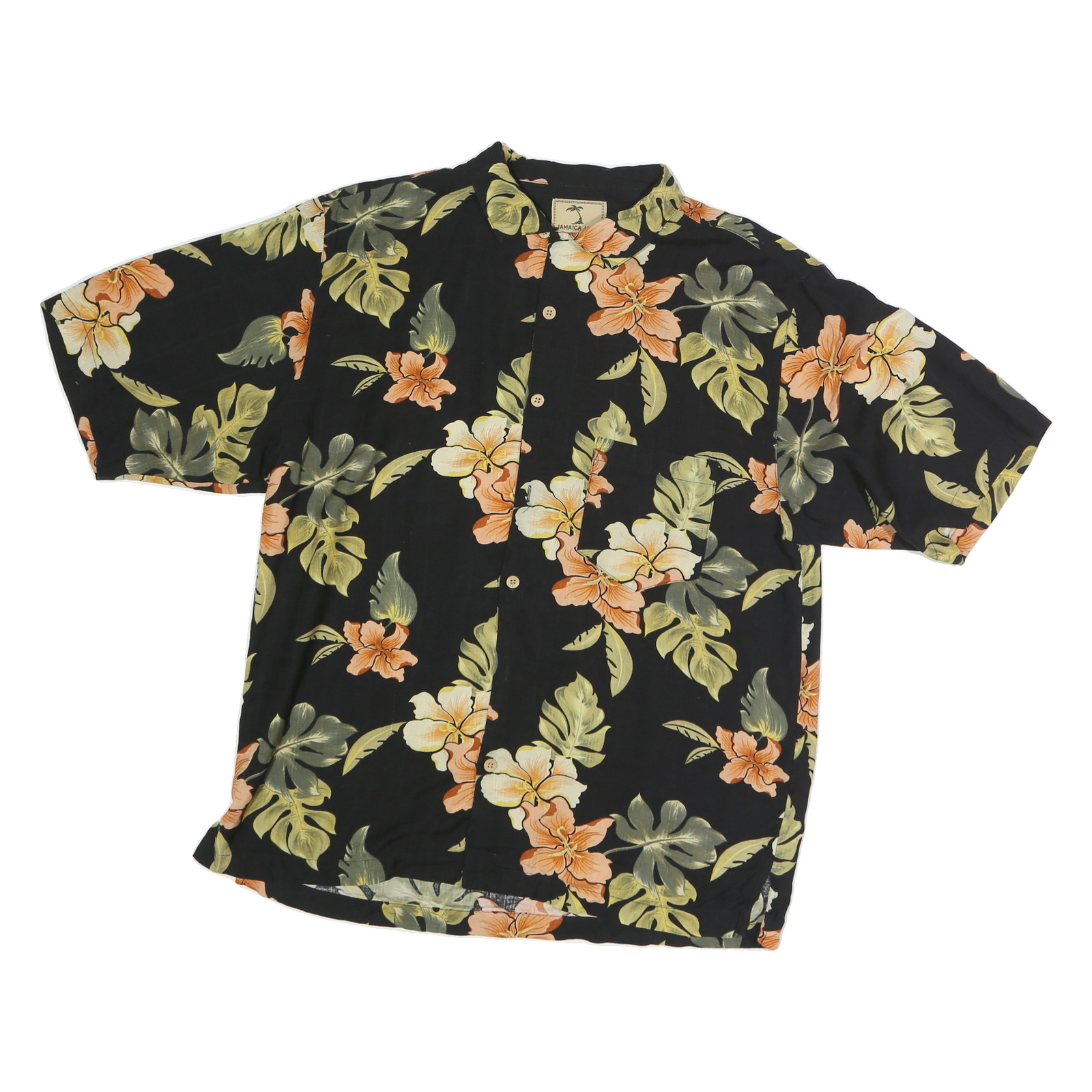 JAMAICA JAXX Mens Black & Orange Floral Cotton Shirt M Summer Holiday Beach Refurbished - N/A refurbished available on Cerqular