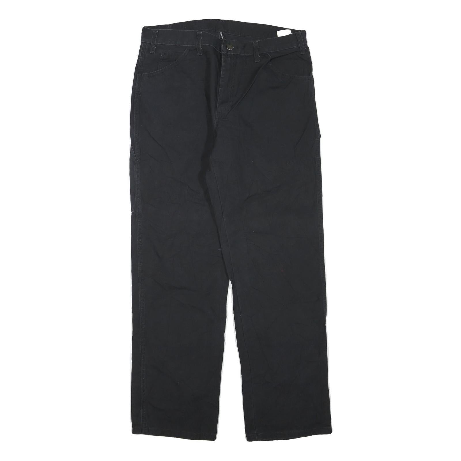 DICKIES Mens Regular Black Cotton Blend Trousers W34 L32 Workwear Straight Zip Refurbished - N/A refurbished available on Cerqular