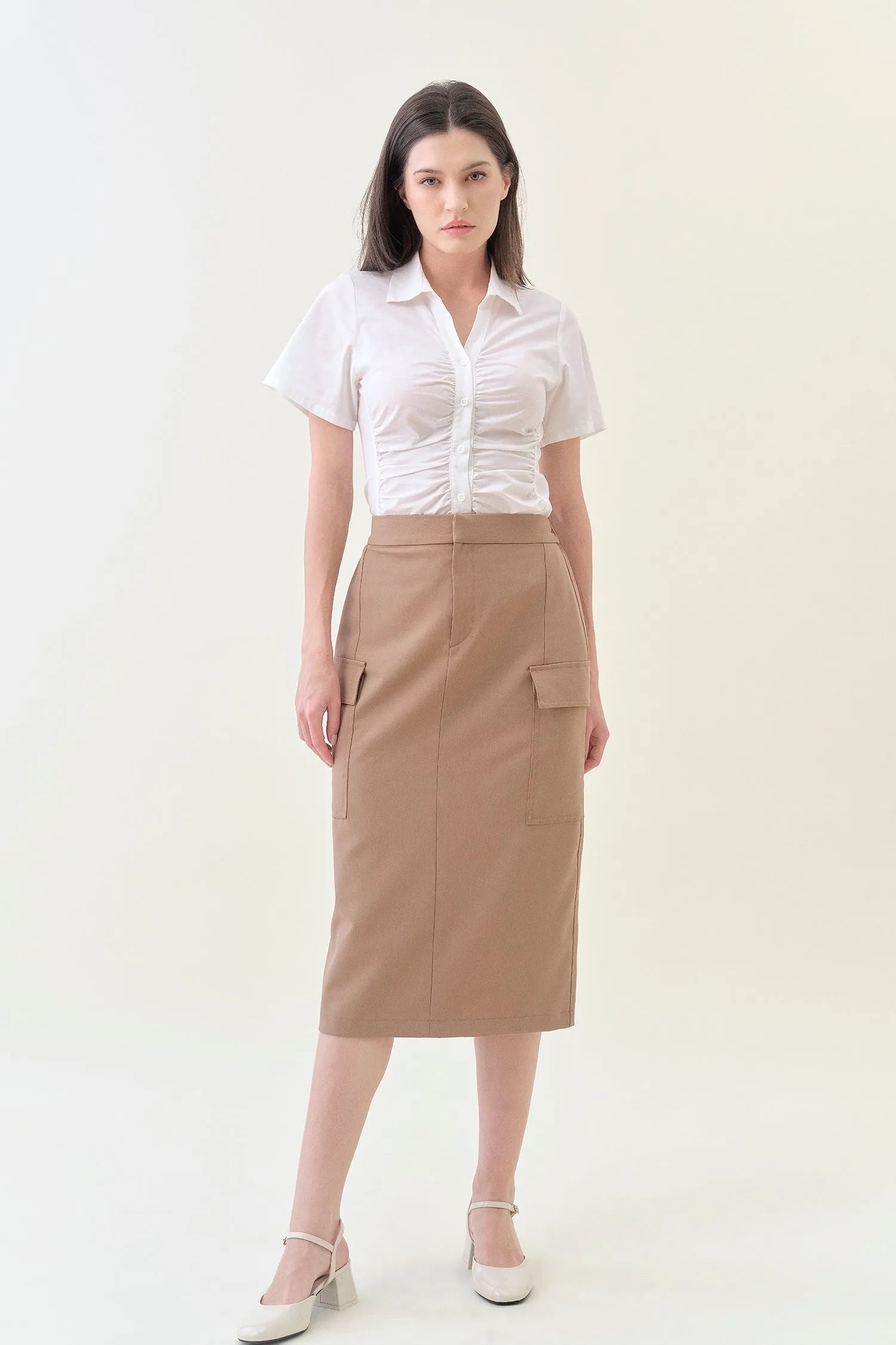 Cargo Midi Column Skirt - Latte | Size: XS Refurbished - N/A refurbished available on Cerqular
