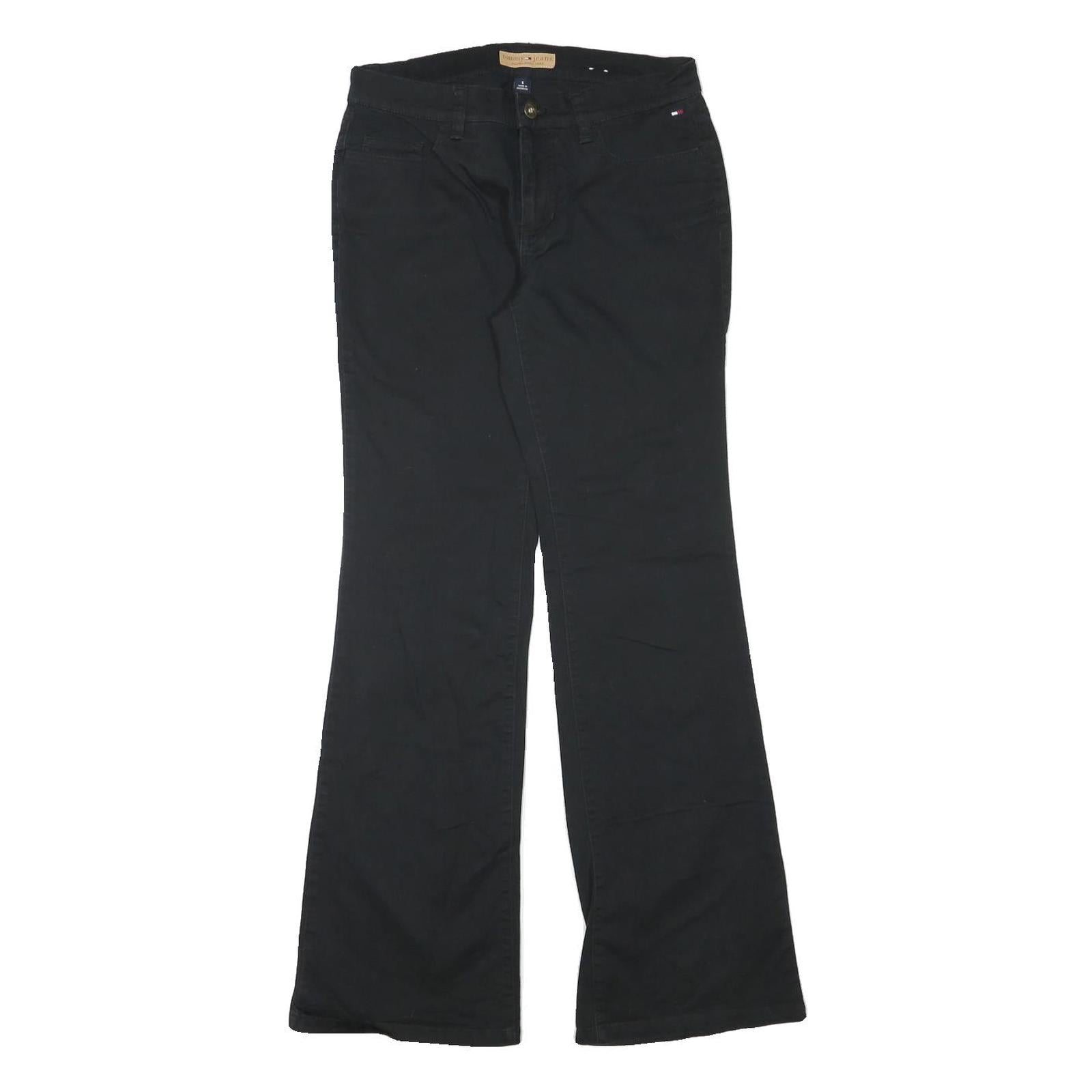 TOMMY HILFIGER Womens Cotton Blend Black Regular Flared Trousers W28 L31 Refurbished - N/A refurbished available on Cerqular