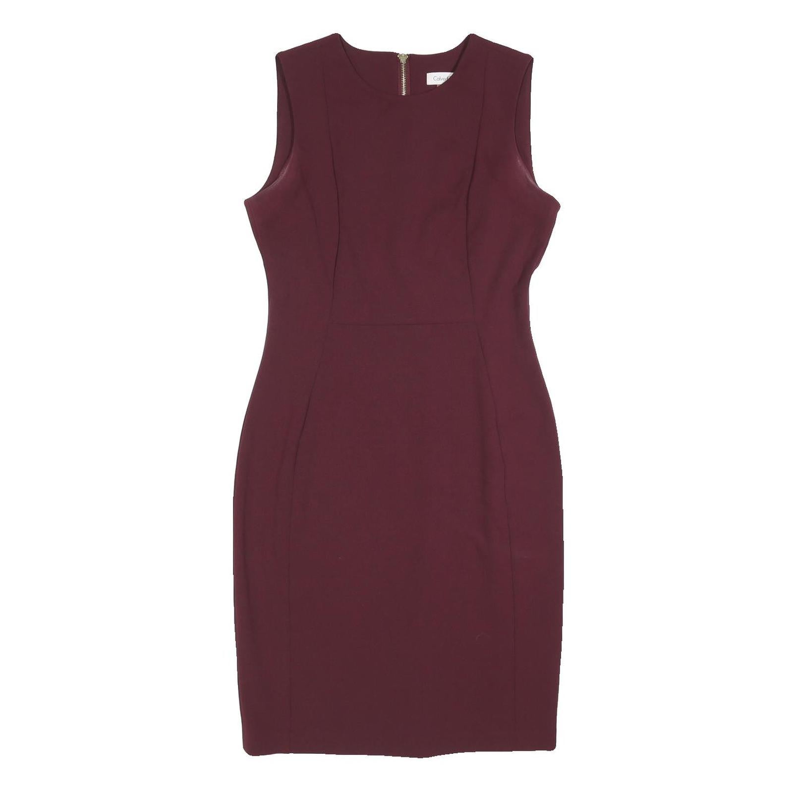 CALVIN KLEIN Womens Maroon Bodycon Polyester Blend Sleeveless Midi Dress M Refurbished - N/A refurbished available on Cerqular
