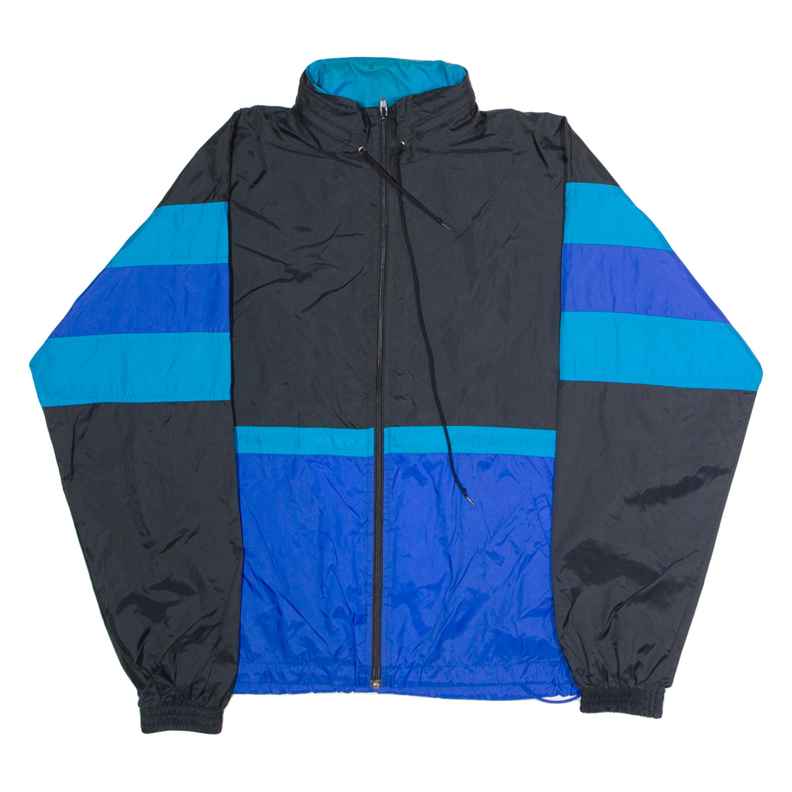 CHEETAH Mens Windbreaker Jacket Blue Nylon 90s Hooded Colourblock M Refurbished - N/A refurbished available on Cerqular