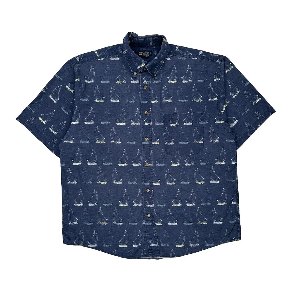 Faded Glory Short Sleeve Shirt - Large Blue Cotton Refurbished - Thrifted (note: this is a term often used to describe second- refurbished available on Cerqular