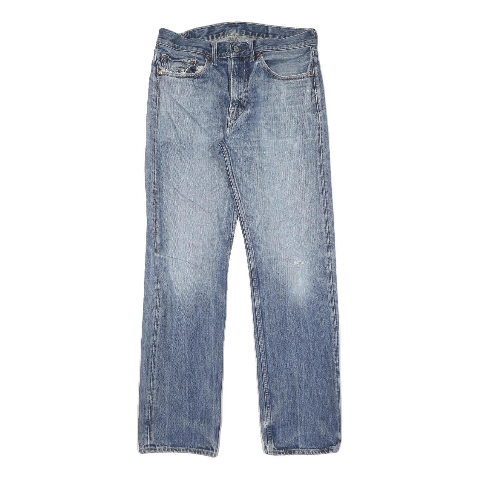 LEVI'S Mens Regular Fit Straight Blue Denim Light W32 L32 Zip Jeans Casual Refurbished - N/A refurbished available on Cerqular