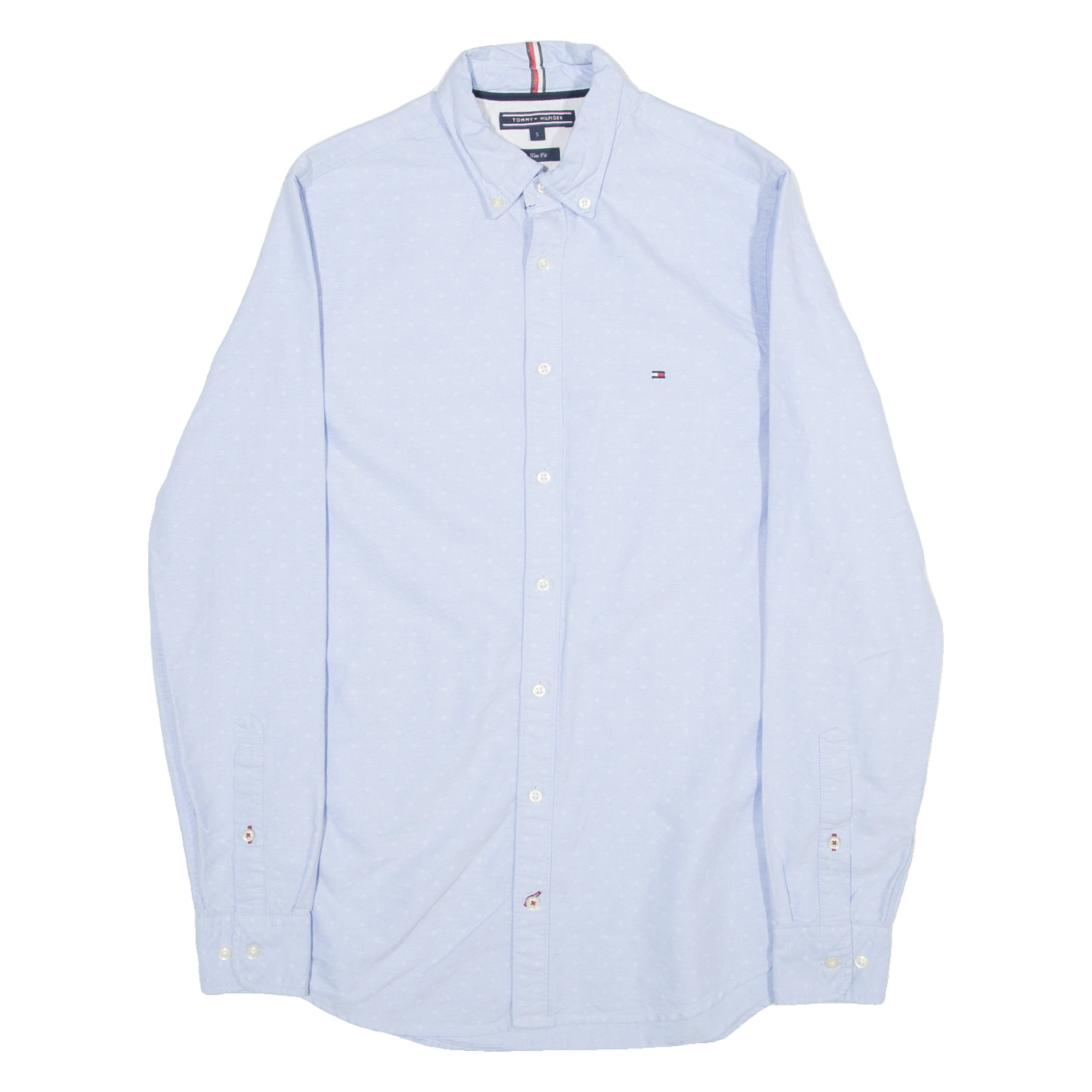 TOMMY HILFIGER Slim Fit Mens Plain Shirt Blue Long Sleeve S Refurbished - N/A refurbished available on Cerqular