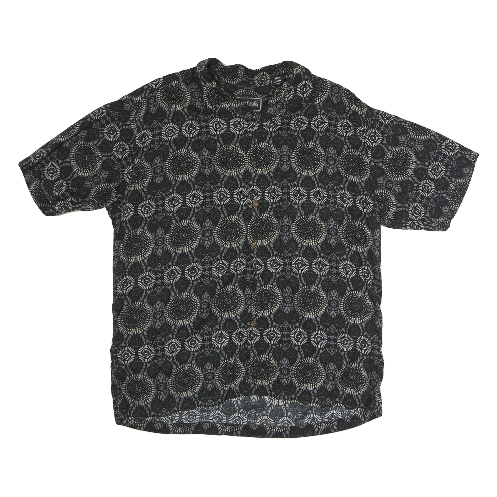 OCEAN PACIFIC Mens Black & Cream Cotton Shirt L Floral Pattern Casual Beachwear Refurbished - N/A refurbished available on Cerqular