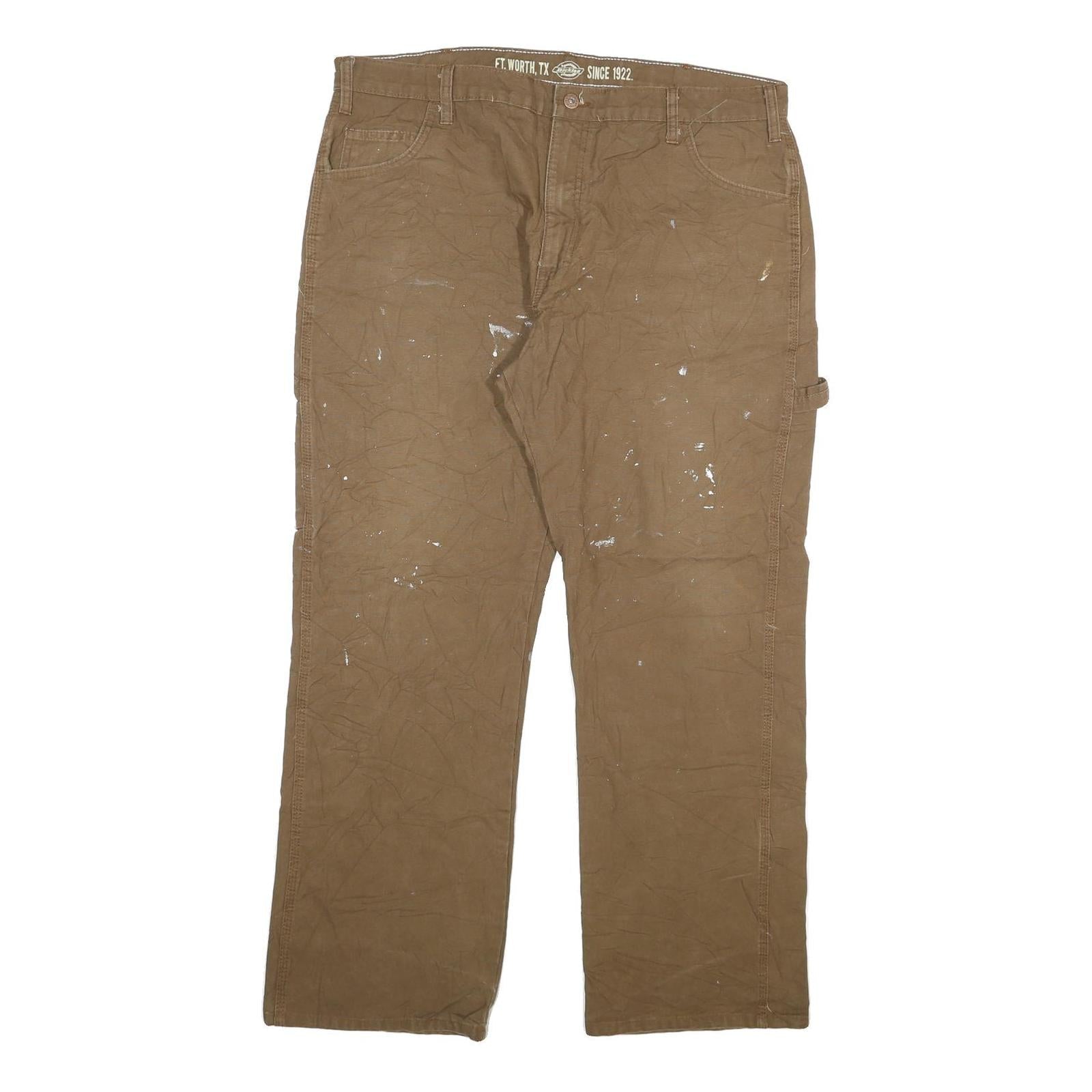 DICKIES Mens Regular Fit Brown Denim Cotton Blend W38 L29 Workwear Trousers Refurbished - N/A refurbished available on Cerqular