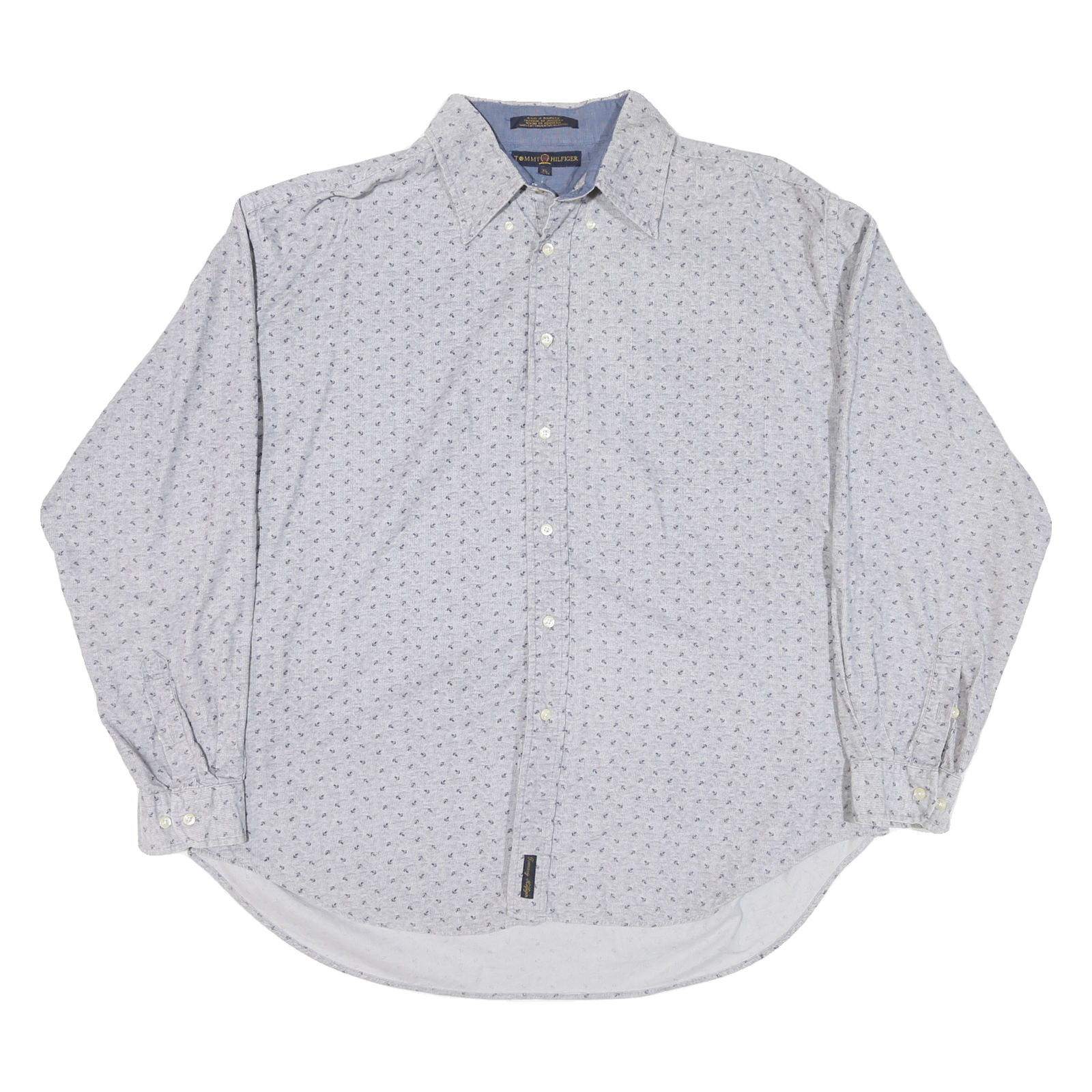 TOMMY HILFIGER Mens White & Blue Button-Down Shirt XL Cotton Blend Casual Refurbished - N/A refurbished available on Cerqular