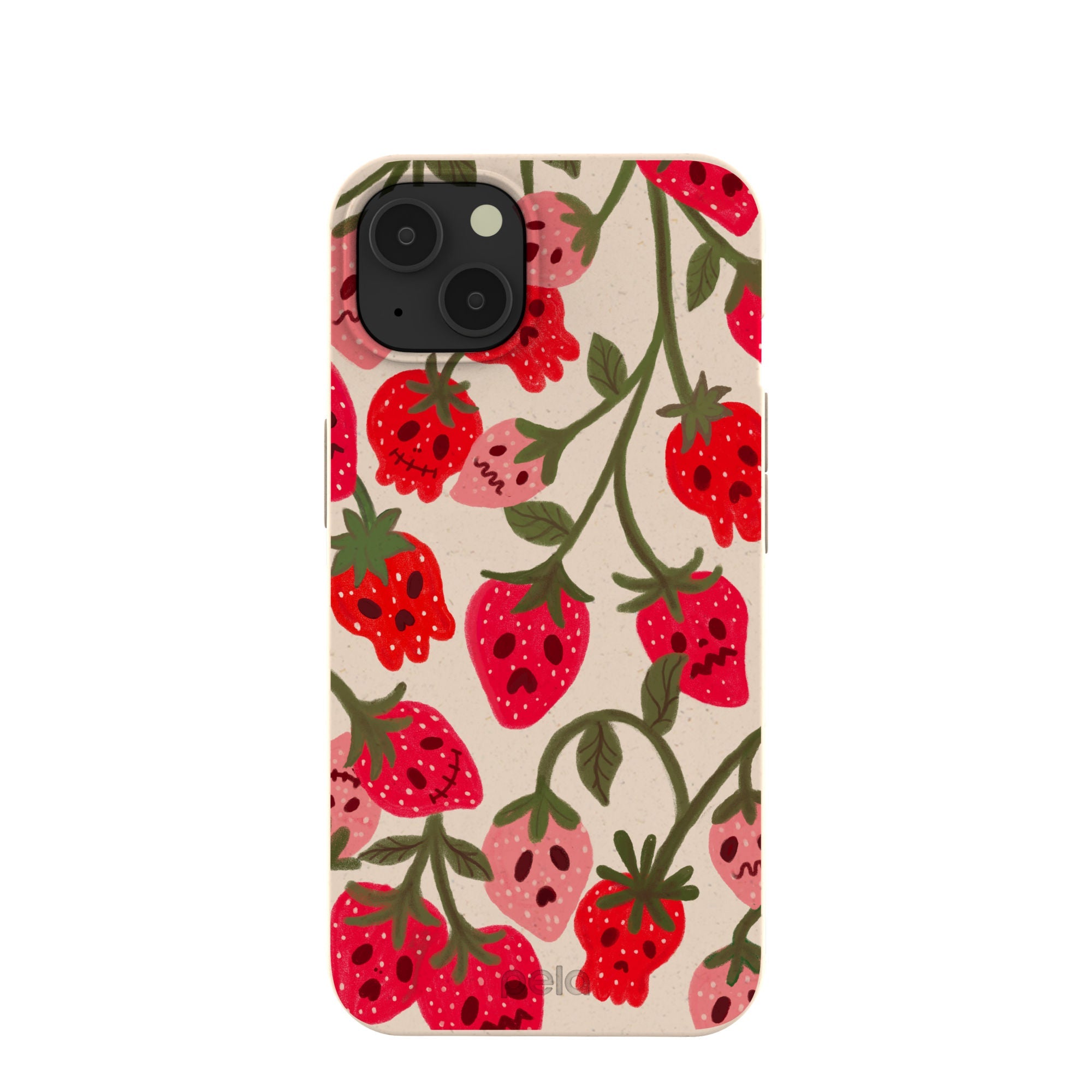 Seashell Strawboories iPhone 13 Case Refurbished - Pela Case refurbished available on Cerqular