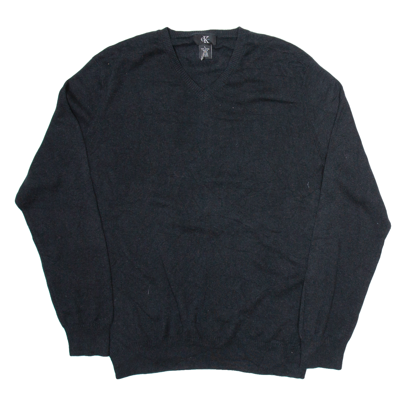 CALVIN KLEIN Mens Jumper Grey V-Neck Tight Knit L Refurbished - N/A refurbished available on Cerqular