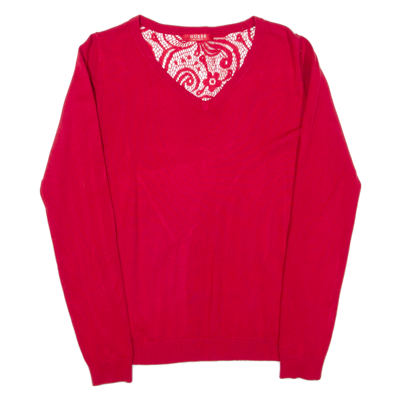 GUESS Womens Jumper Red Tight Knit S Refurbished - N/A refurbished available on Cerqular