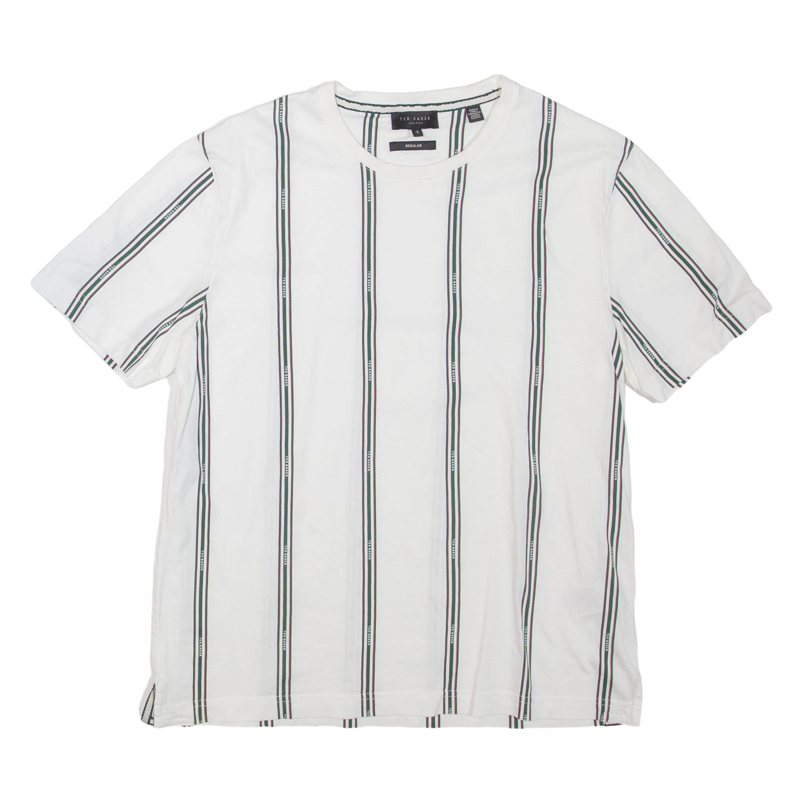 TED BAKER Striped Mens T-Shirt White Crew Neck M Refurbished - N/A refurbished available on Cerqular
