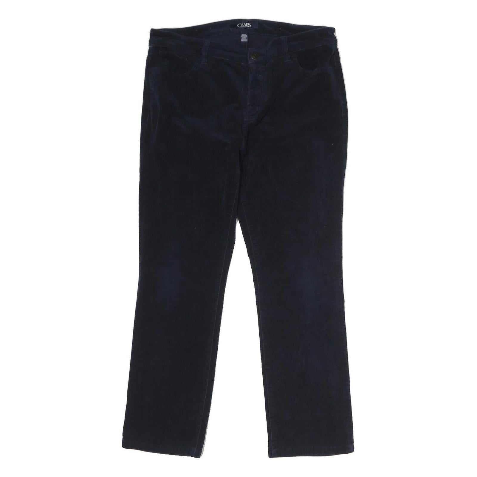 CHAPS Womens Navy Blue Regular Fit Straight Cotton Blend Trousers W32 L26 Zip Refurbished - N/A refurbished available on Cerqular