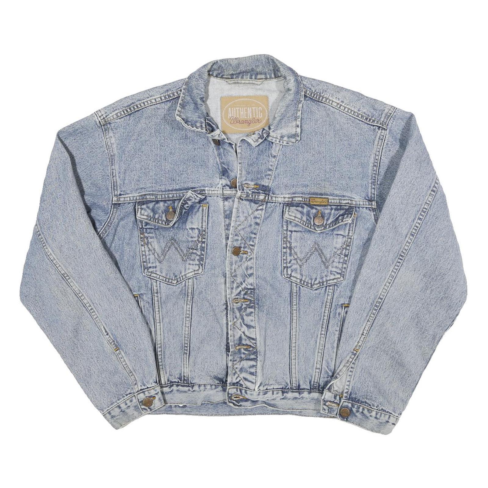 WRANGLER Mens Blue Cotton Blend Denim Jacket M Button Closure Classic Western Refurbished - N/A refurbished available on Cerqular