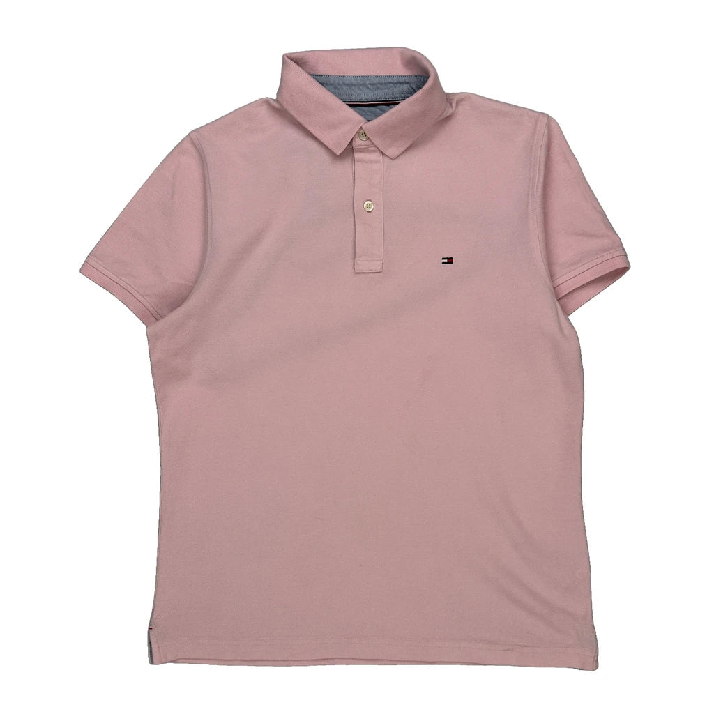 Buy Tommy Hilfiger Polo Shirt - Medium Pink Cotton Refurbished - $24.11 Tommy Hilfiger Polo Shirt - Medium Pink Cotton Refurbished - Thrifted (note: this is a term often used to describe second- refurbished available on Cerqular