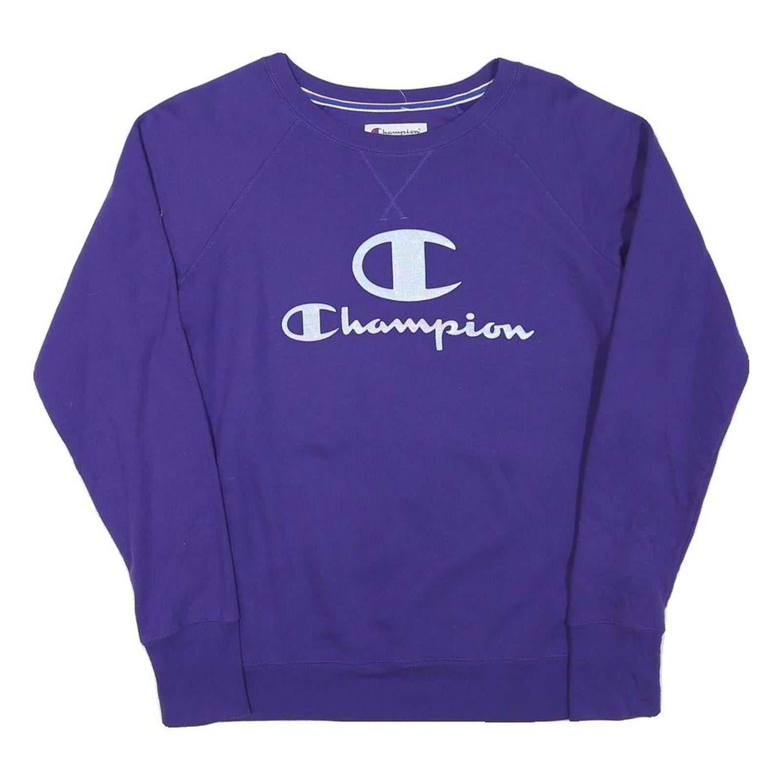 CHAMPION Mens Purple Cotton Blend Crew Neck S Sweatshirt Logo Print Casual Refurbished - N/A refurbished available on Cerqular