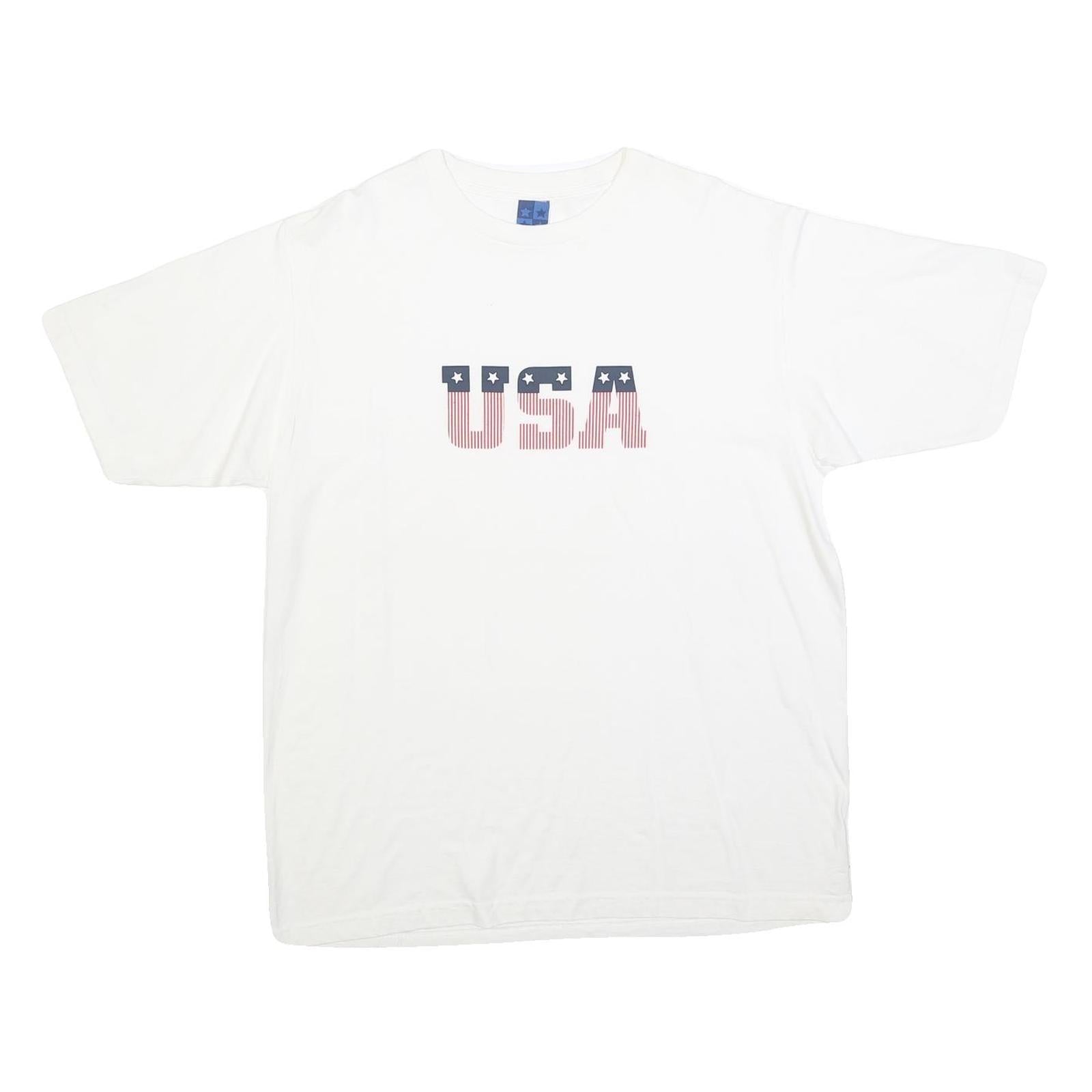 Mens White USA Graphic T-Shirt L Short Sleeve Crew Neck Cotton Blend Casual Refurbished - N/A refurbished available on Cerqular