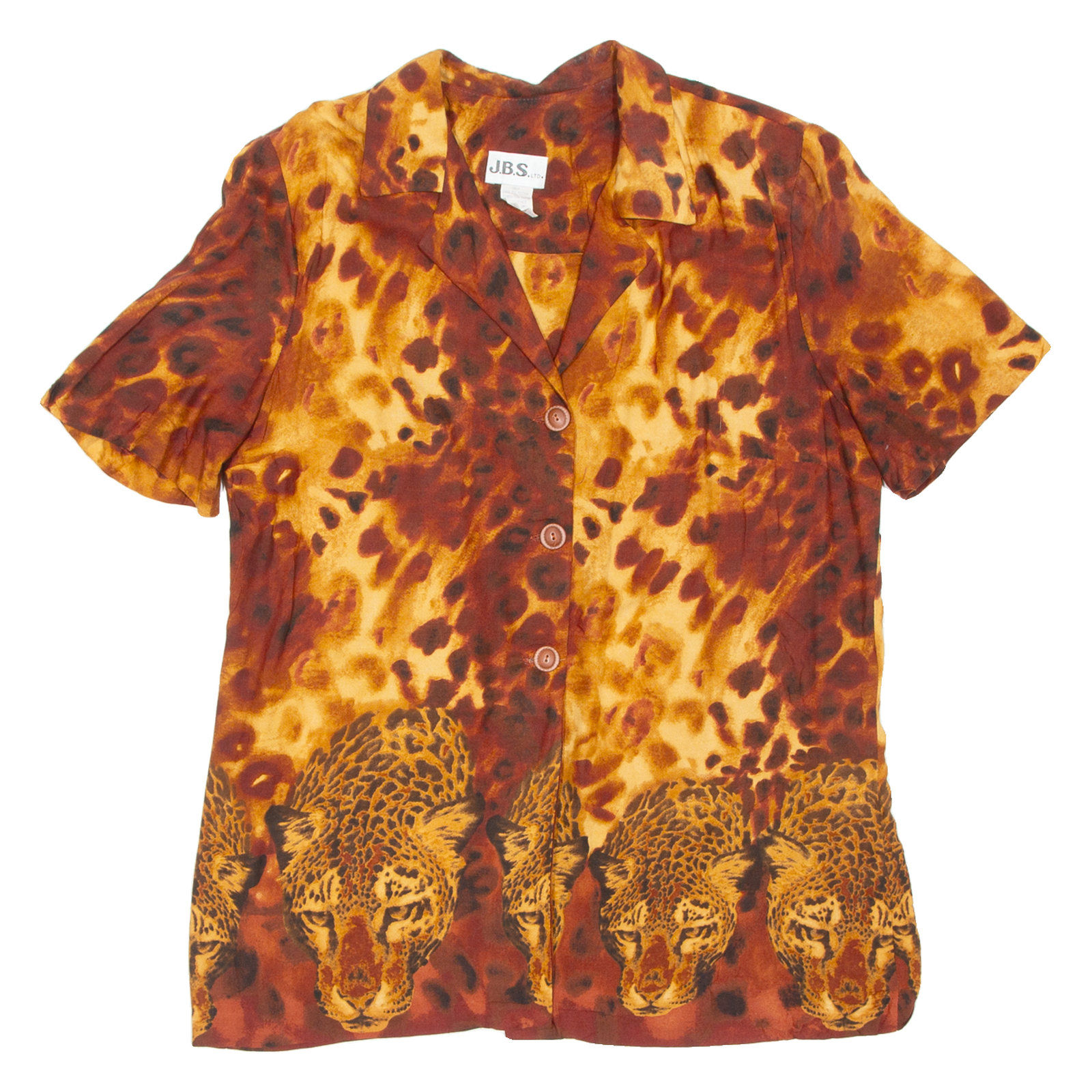 J.B.S Built In Top Womens Printed Blouse Brown V-Neck Animal Print UK 12 Refurbished - N/A refurbished available on Cerqular