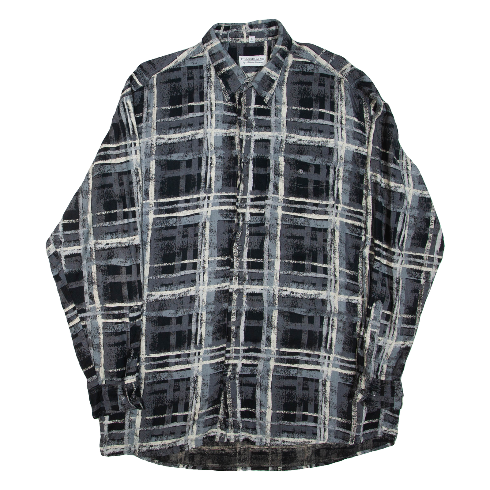 CLASSIC LINE Mens Shirt Grey Check Long Sleeve L Refurbished - N/A refurbished available on Cerqular