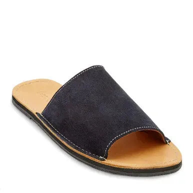 The Oceana Leather Slide Sandal | Size: Navy/Natural | Color: 11 Refurbished - Brave Soles refurbished available on Cerqular