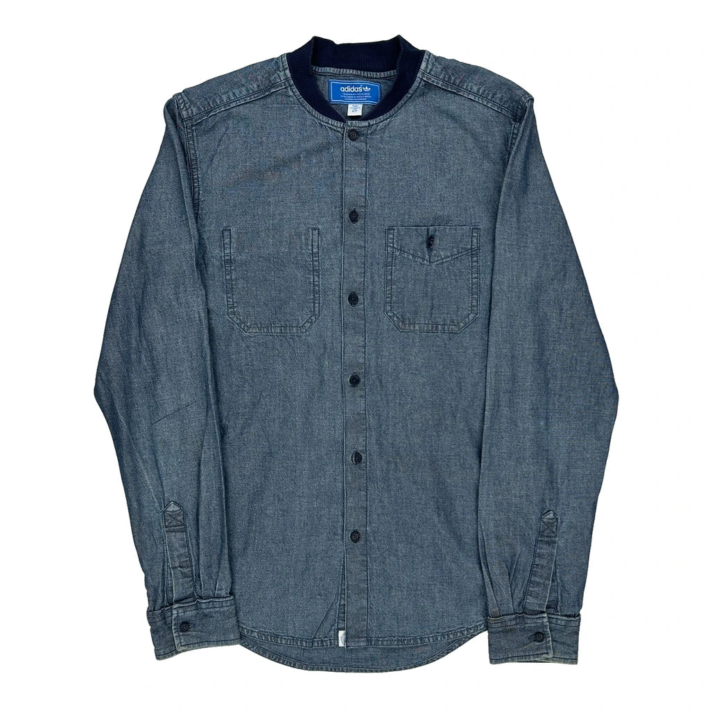 Adidas Denim Shirt - Small Blue Denim Refurbished - Thrifted (note: this is a term often used to describe second- refurbished available on Cerqular