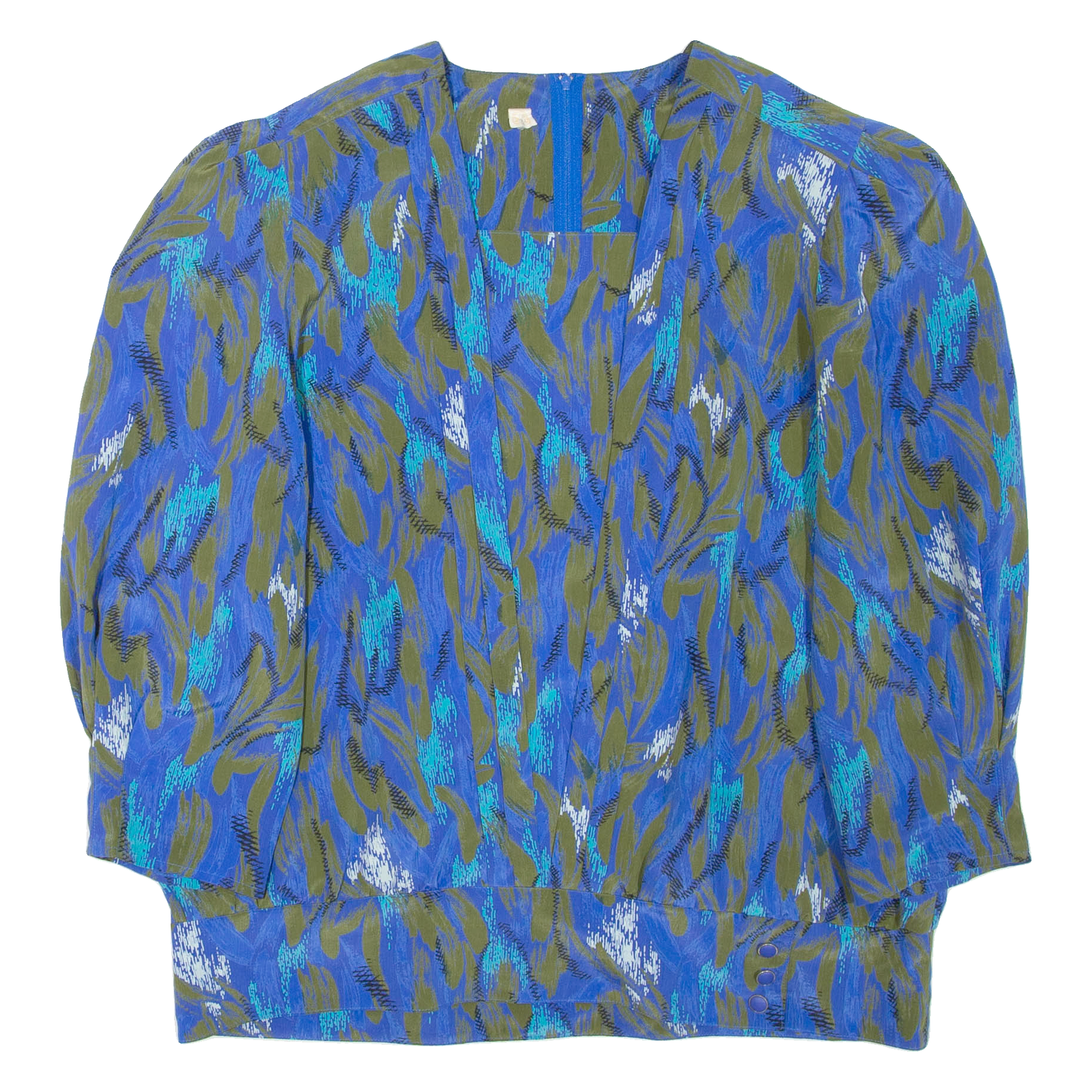 Womens Puff Sleeve Blouse Blue Long Sleeve L Refurbished - N/A refurbished available on Cerqular