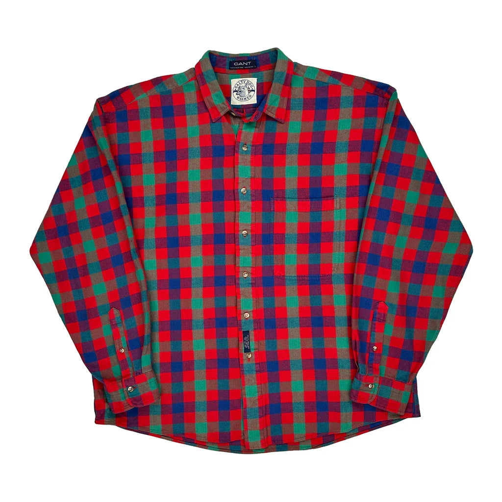 Salty Dog Washed Gant Checked Flannel Shirt - Large Multicoloured Cotton Refurbished - Thrifted (note: this is a term often used to describe second- refurbished available on Cerqular