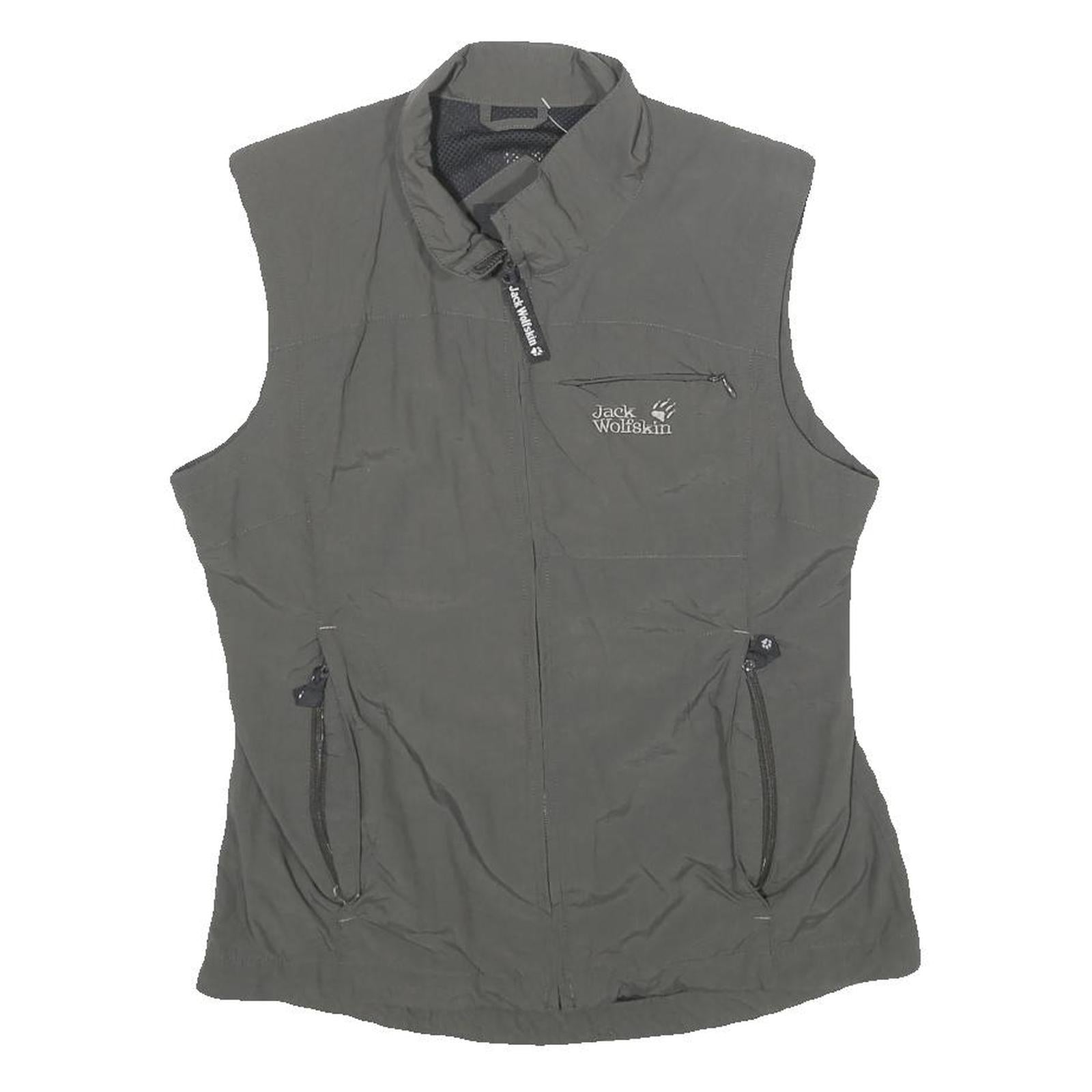 JACK WOLFSKIN Womens Grey S Polyamide Vest Jacket Outdoor Zip Pocket Refurbished - N/A refurbished available on Cerqular