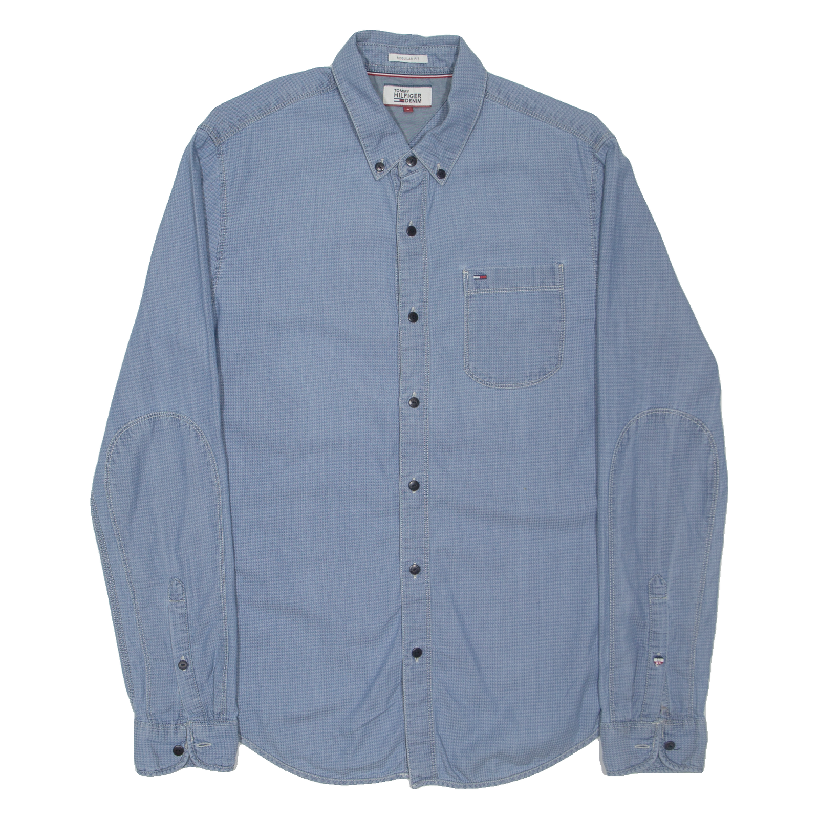 TOMMY HILFIGER Denim Look Mens Plain Shirt Blue Long Sleeve S Refurbished - N/A refurbished available on Cerqular