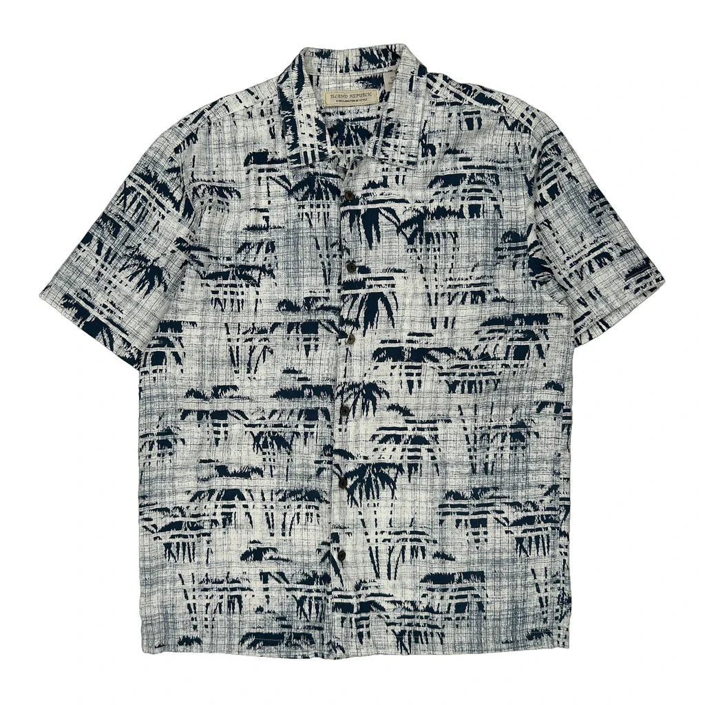 Islan Republic Hawaiian Shirt - Large Blue Cotton Blend Refurbished - Thrifted (note: this is a term often used to describe second- refurbished available on Cerqular