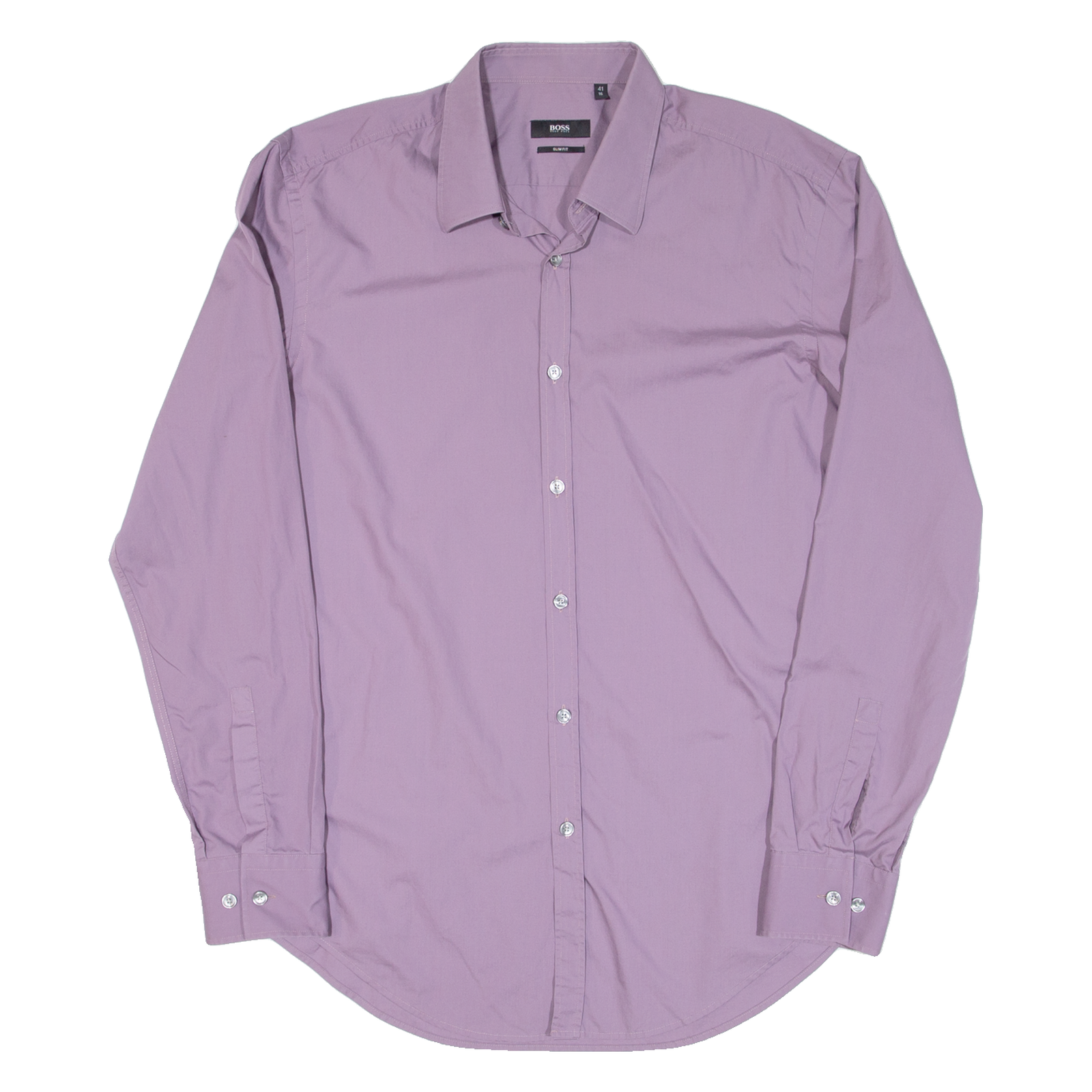 BOSS Slim Fit Mens Plain Shirt Purple Long Sleeve L Refurbished - N/A refurbished available on Cerqular