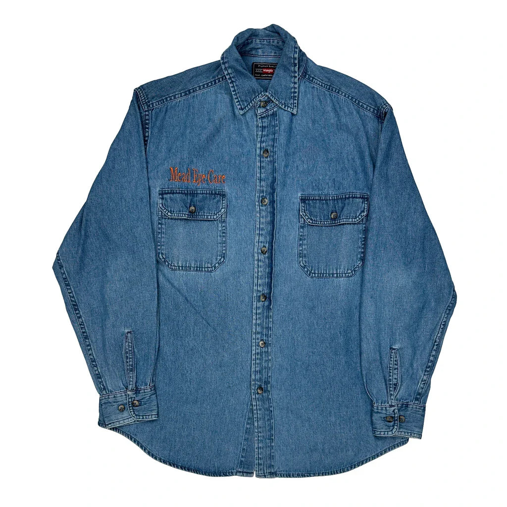 Buy Mead Eye Care Wrangler Denim Shirt - Medium Blue Cotton Refurbished - $44.21 Mead Eye Care Wrangler Denim Shirt - Medium Blue Cotton Refurbished - Thrifted (note: this is a term often used to describe second- refurbished available on Cerqular