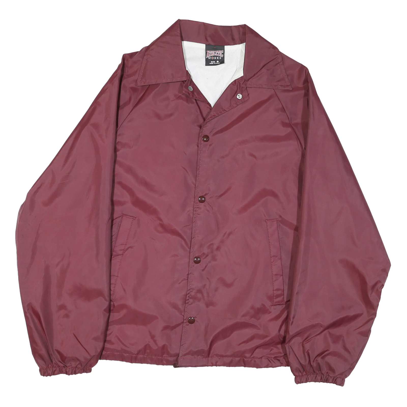 ATHLETIC WORKS Womens Maroon Jacket L Polyester Blend Button Closure Retro Style Refurbished - N/A refurbished available on Cerqular