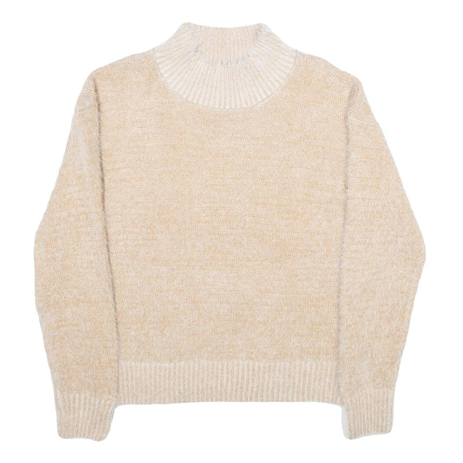 FALLS CREEK Womens Beige Plain Pullover Jumper Crew Neck Basic Knit M Refurbished - N/A refurbished available on Cerqular