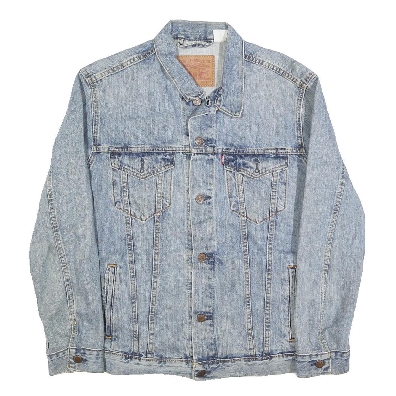 LEVI'S Mens Blue Denim Jacket M Cotton Blend Button Closure Classic Fit Retro Refurbished - N/A refurbished available on Cerqular