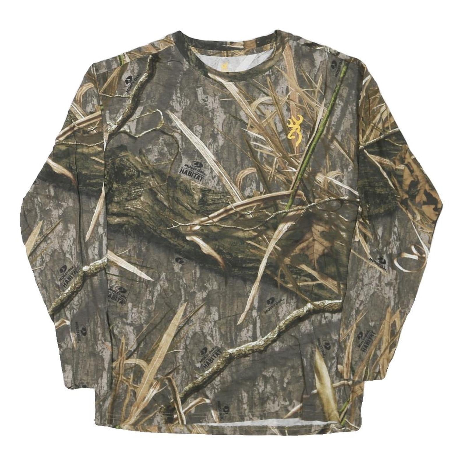 BROWNING Mens Green Camouflage Long Sleeve Crew Neck Cotton Blend S T-Shirt Refurbished - N/A refurbished available on Cerqular