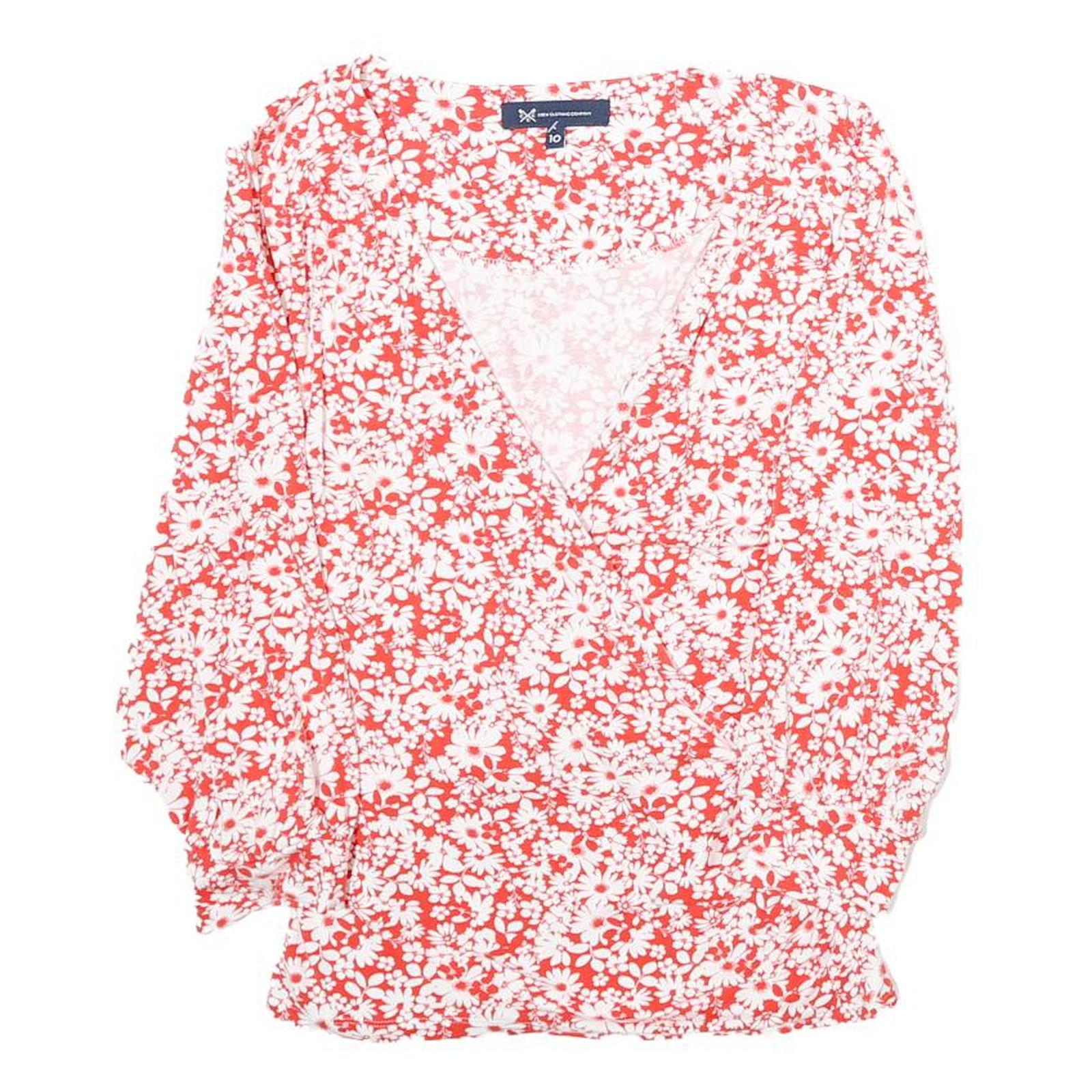 CREW CLOTHING Womens Red & White Floral Printed V-Neck Long Sleeve Top M Refurbished - N/A refurbished available on Cerqular