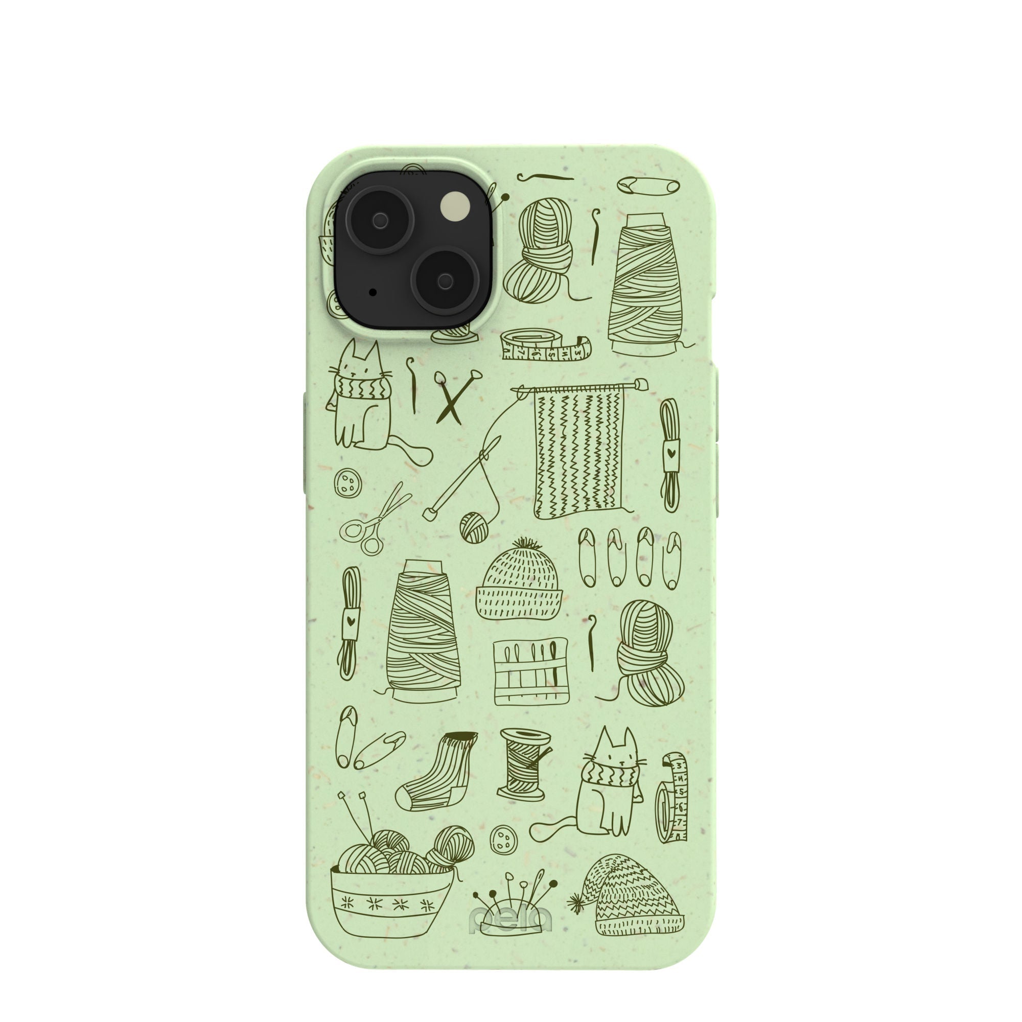 Sage Green Knit Nook iPhone 13 Case Refurbished - Pela Case refurbished available on Cerqular