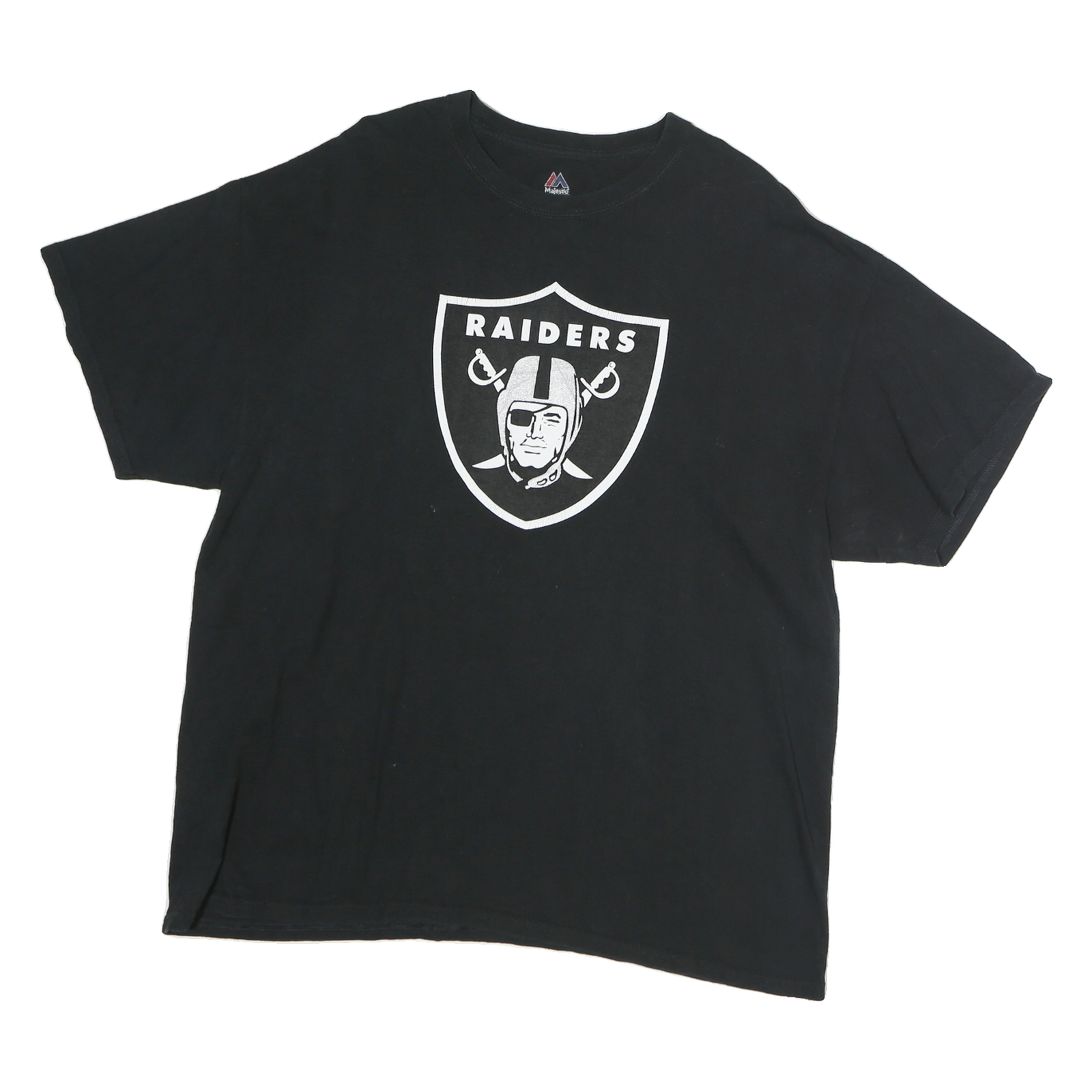 MAJESTIC Mens Black Raiders Graphic T-Shirt M Short Sleeve Crew Neck Cotton Refurbished - N/A refurbished available on Cerqular
